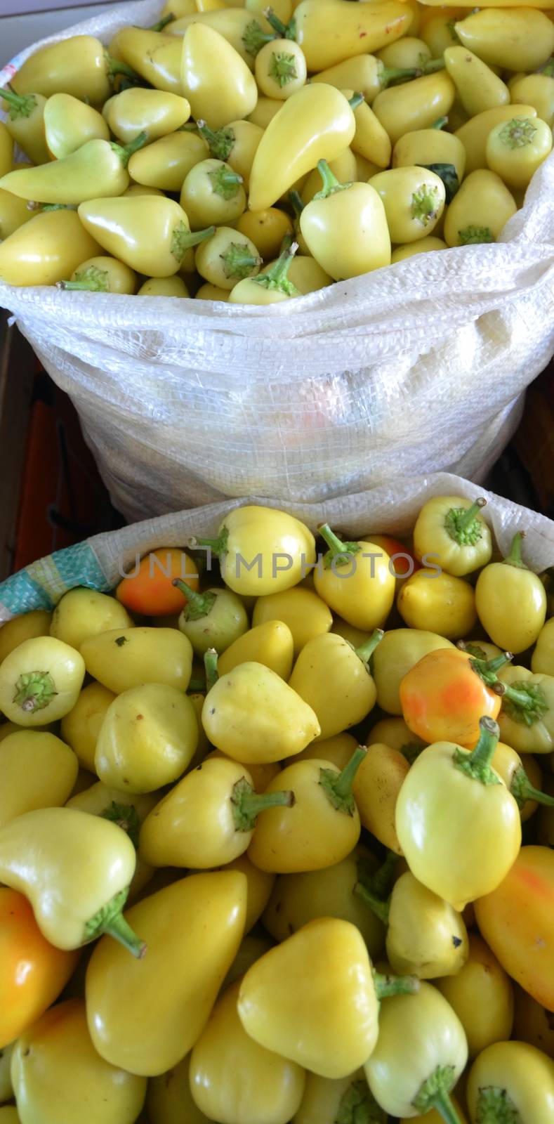 Picture of a Ripe paprika in a market for sale