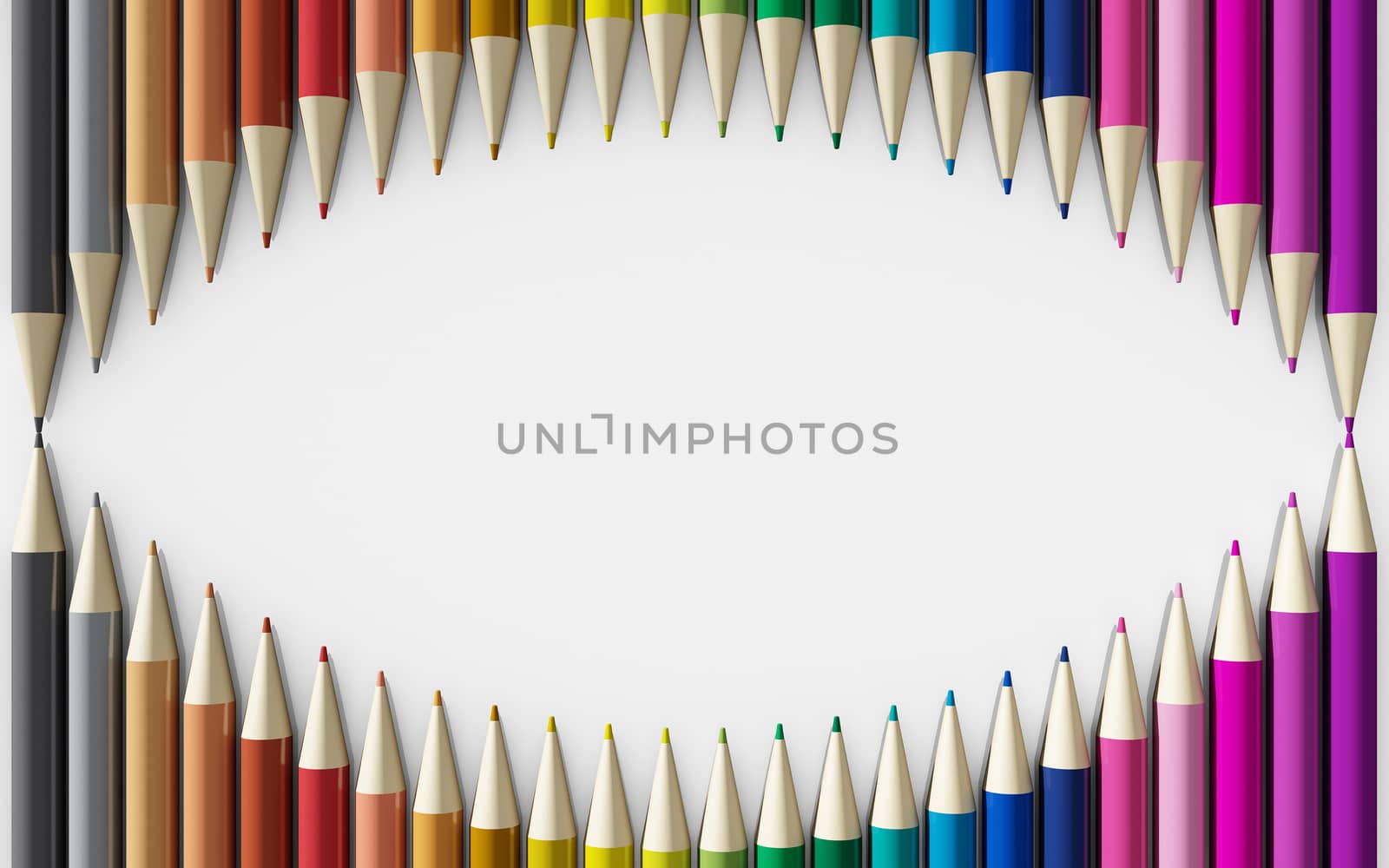Colour pencils isolated on white background close up, stationery object