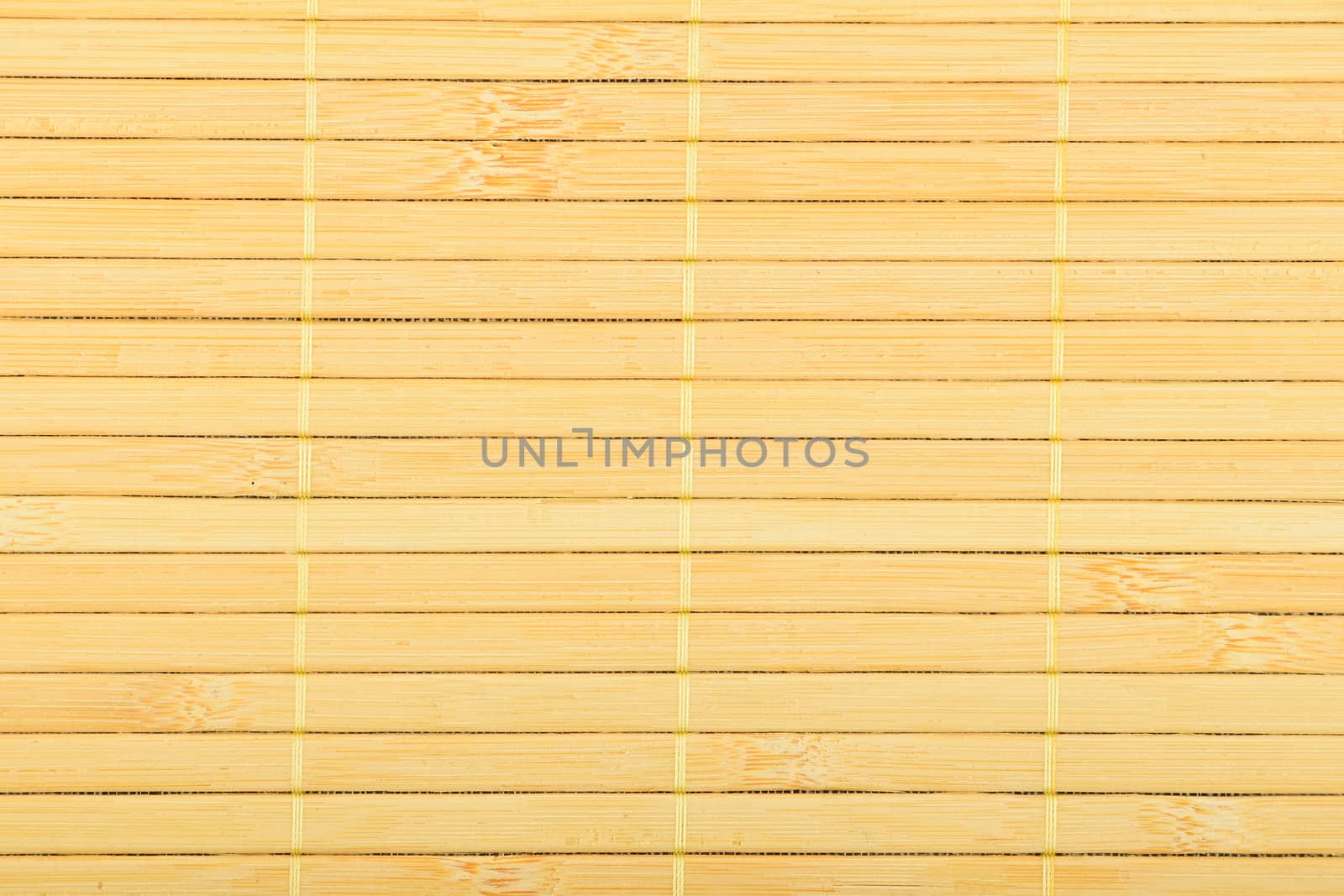 Bamboo wooden light yellow wicker braided mat with thread background