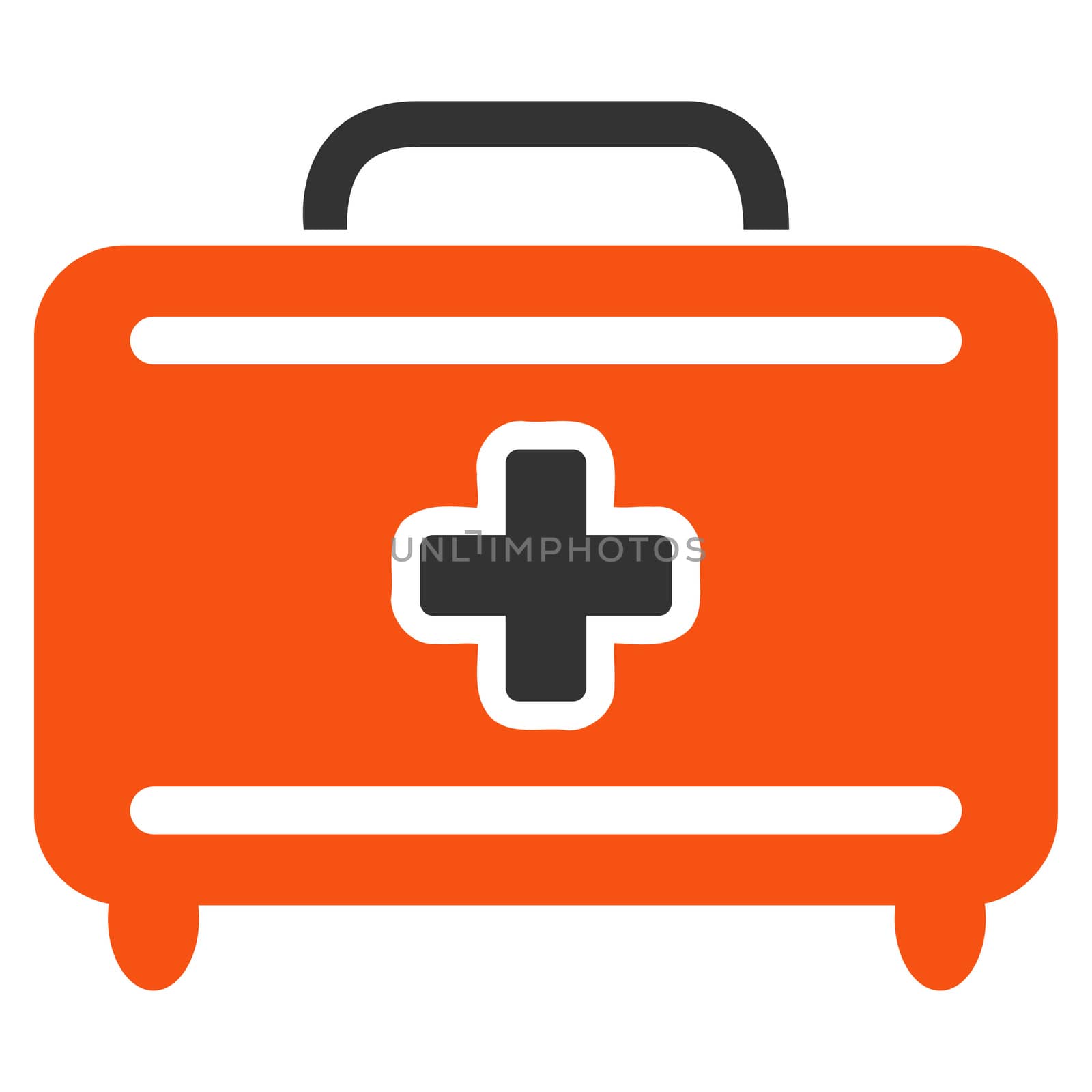 Medical Baggage glyph icon. Style is bicolor flat symbol, orange and gray colors, rounded angles, white background.