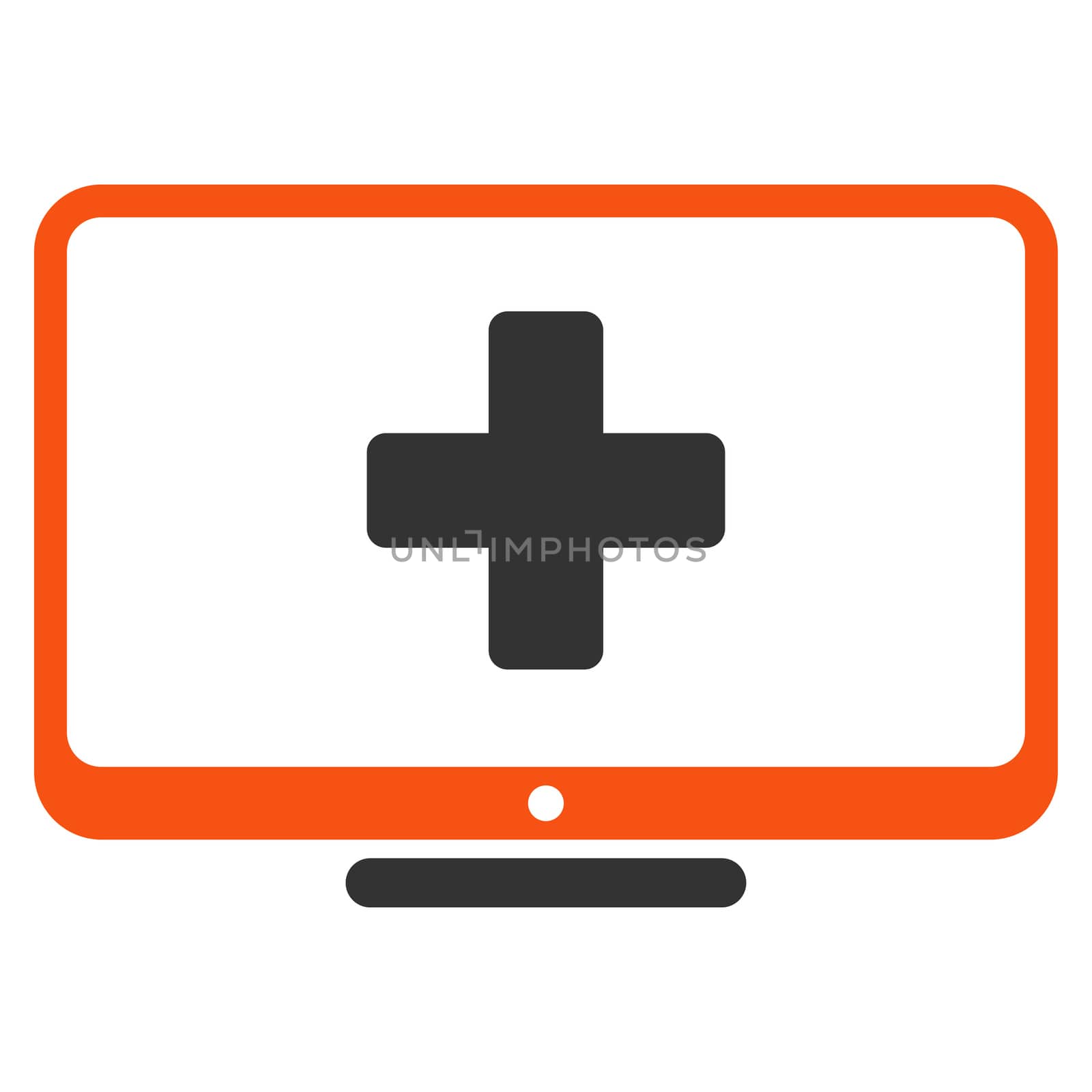 Medical Monitor glyph icon. Style is bicolor flat symbol, orange and gray colors, rounded angles, white background.
