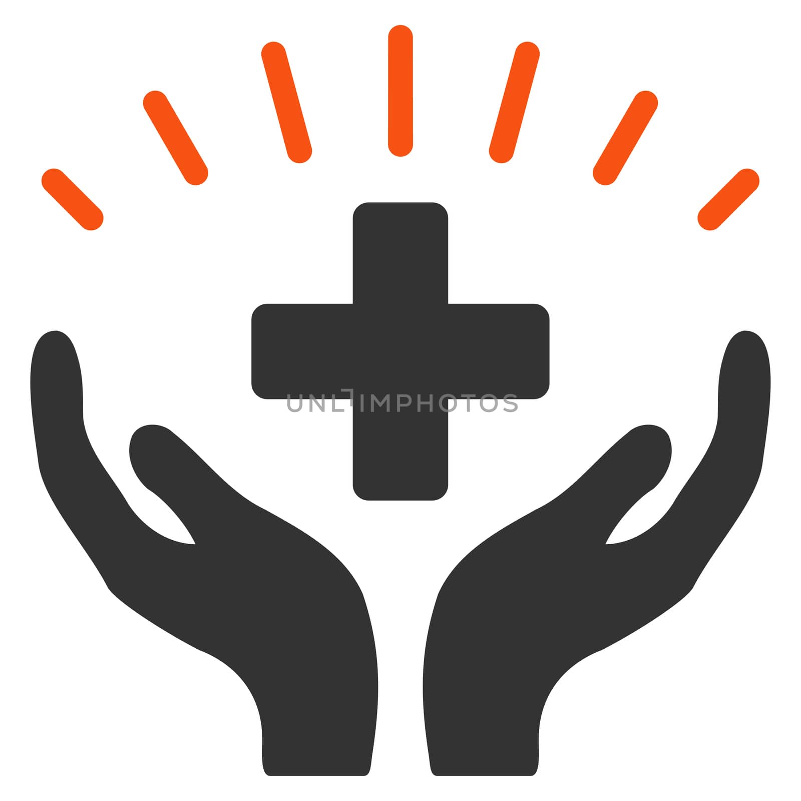 Medical Prosperity glyph icon. Style is bicolor flat symbol, orange and gray colors, rounded angles, white background.