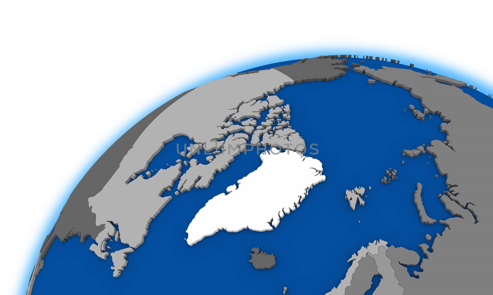Arctic north polar region on globe political map by Harvepino