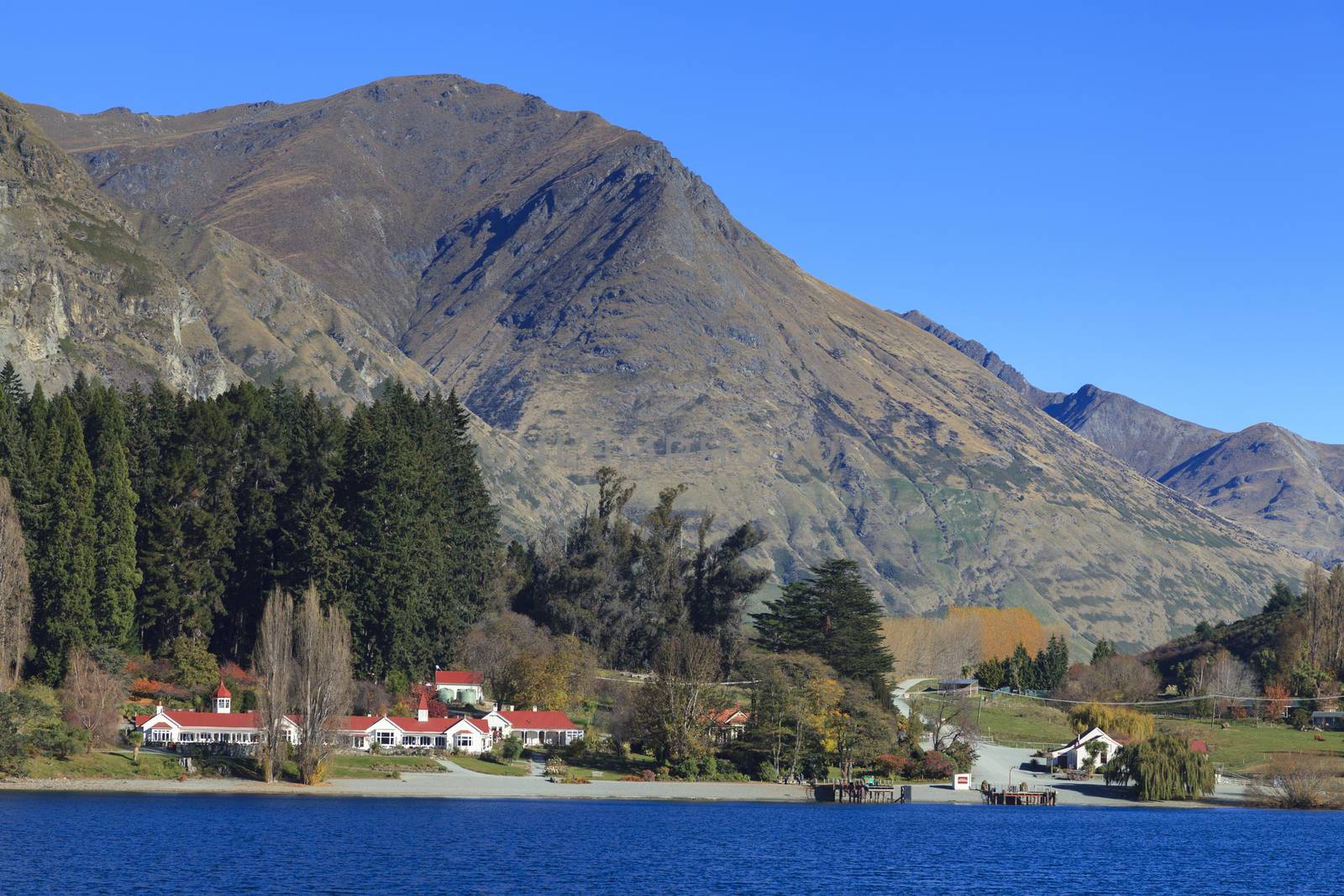 Walter Peak High Country Farm on the western shore of Lake Wakatipu, Queenstown, Otago region, New Zealand.