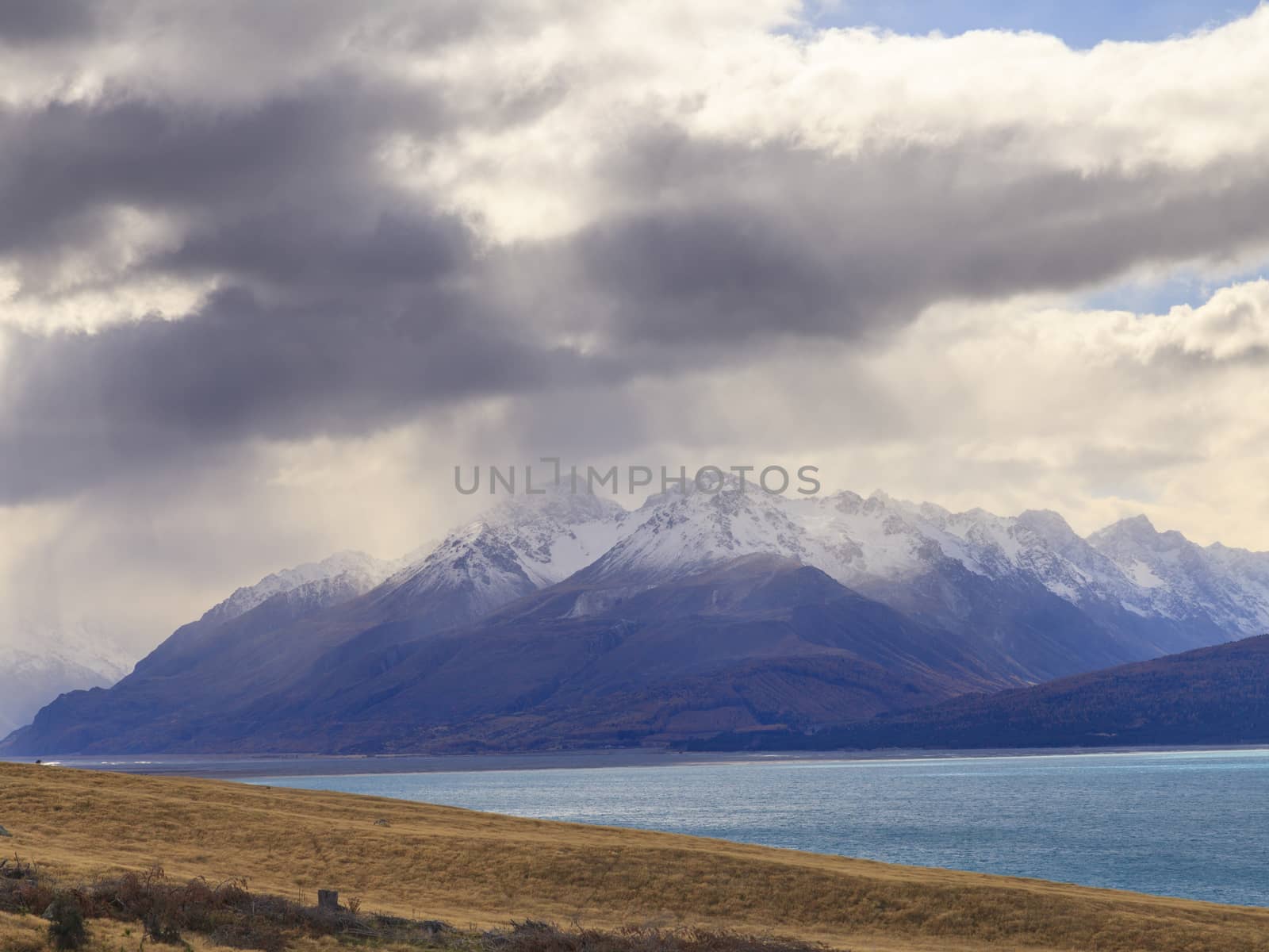 Colorful Mt.Cook valley and Lake Pukaki, Aoraki Mount Cook National Park, South Island, New Zealand.