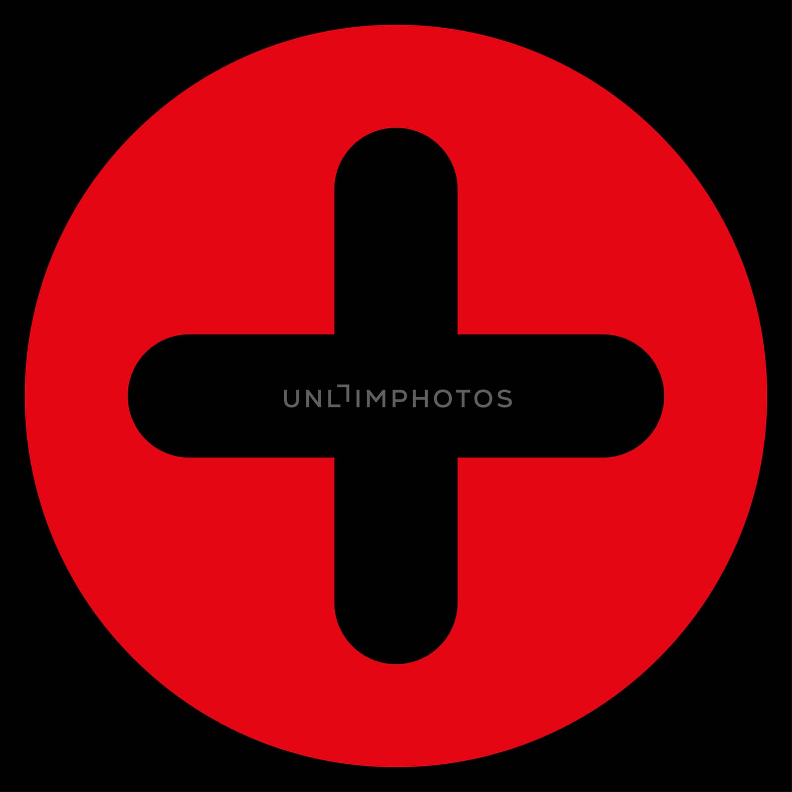 Create icon from Primitive Set. This isolated flat symbol is drawn with red color on a black background, angles are rounded.