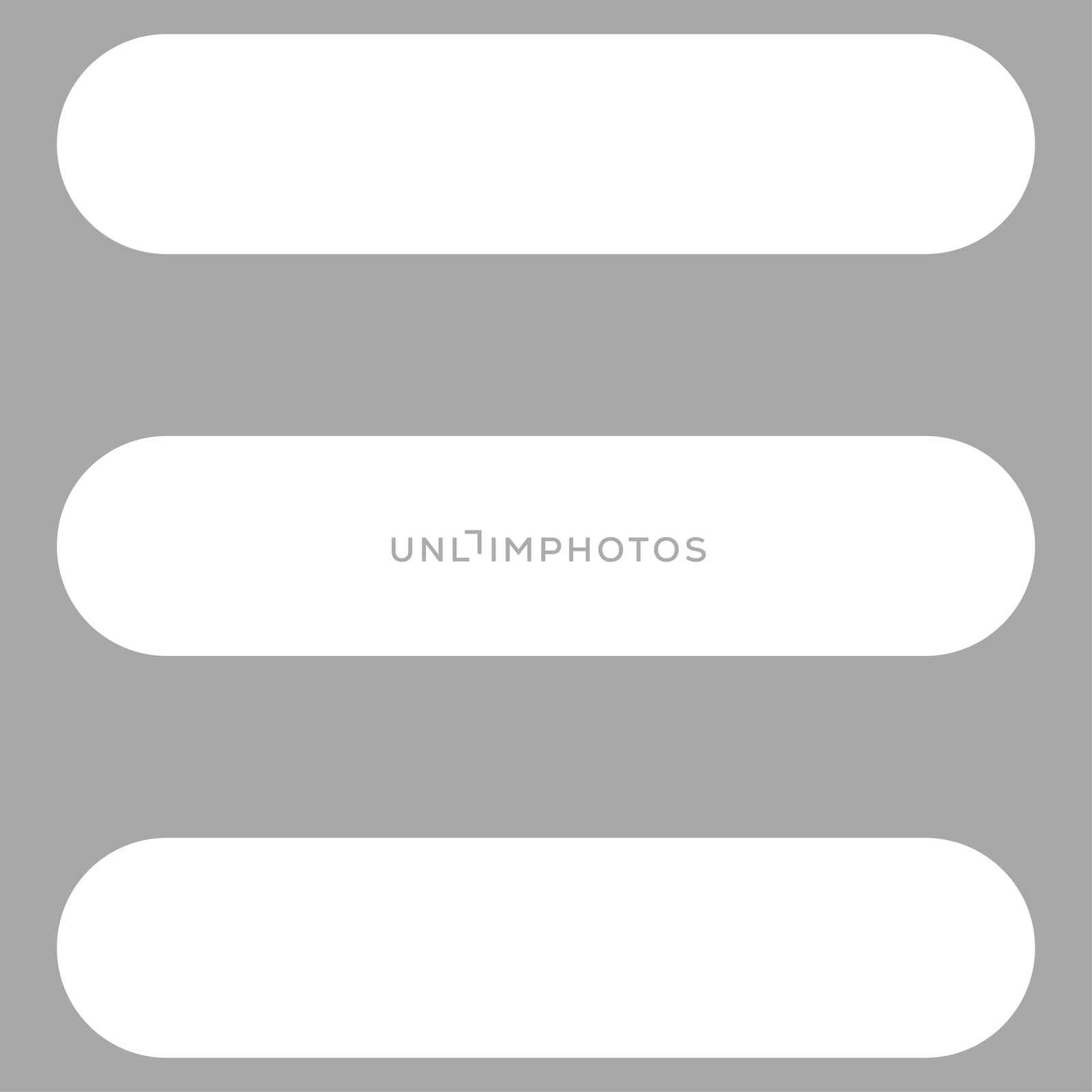 Stack icon from Primitive Set. This isolated flat symbol is drawn with white color on a silver background, angles are rounded.