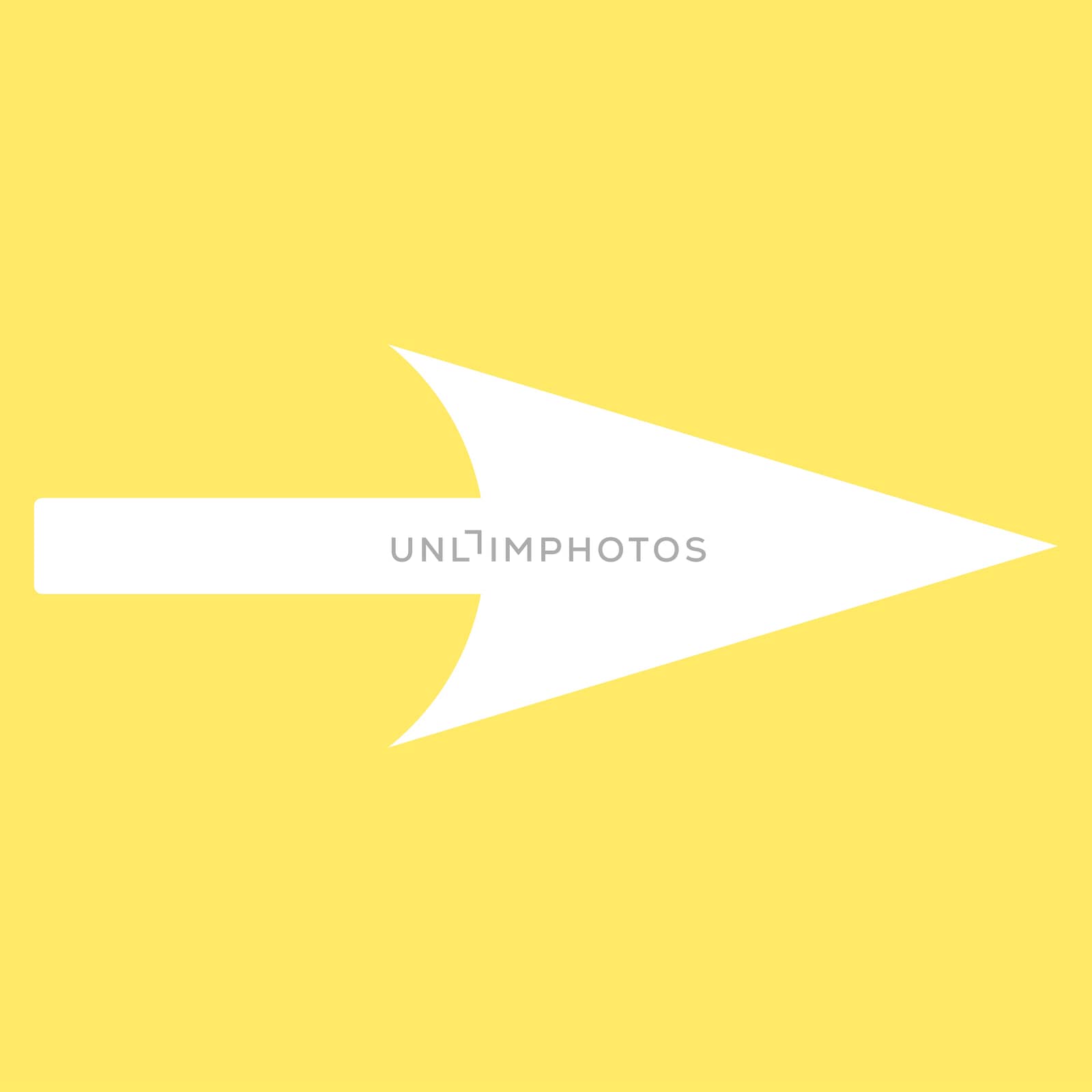 Arrow Axis X icon from Primitive Set. This isolated flat symbol is drawn with white color on a yellow background.