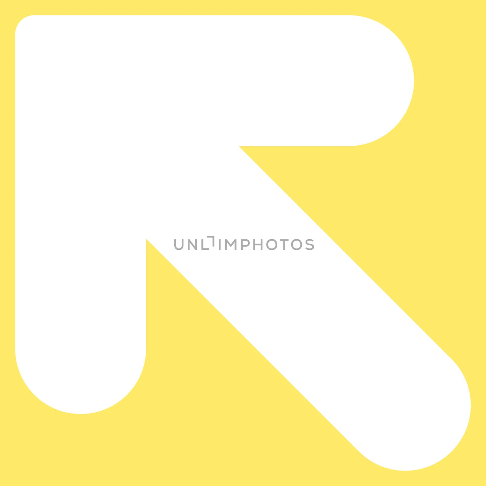 Arrow Up Left icon from Primitive Set. This isolated flat symbol is drawn with white color on a yellow background, angles are rounded.