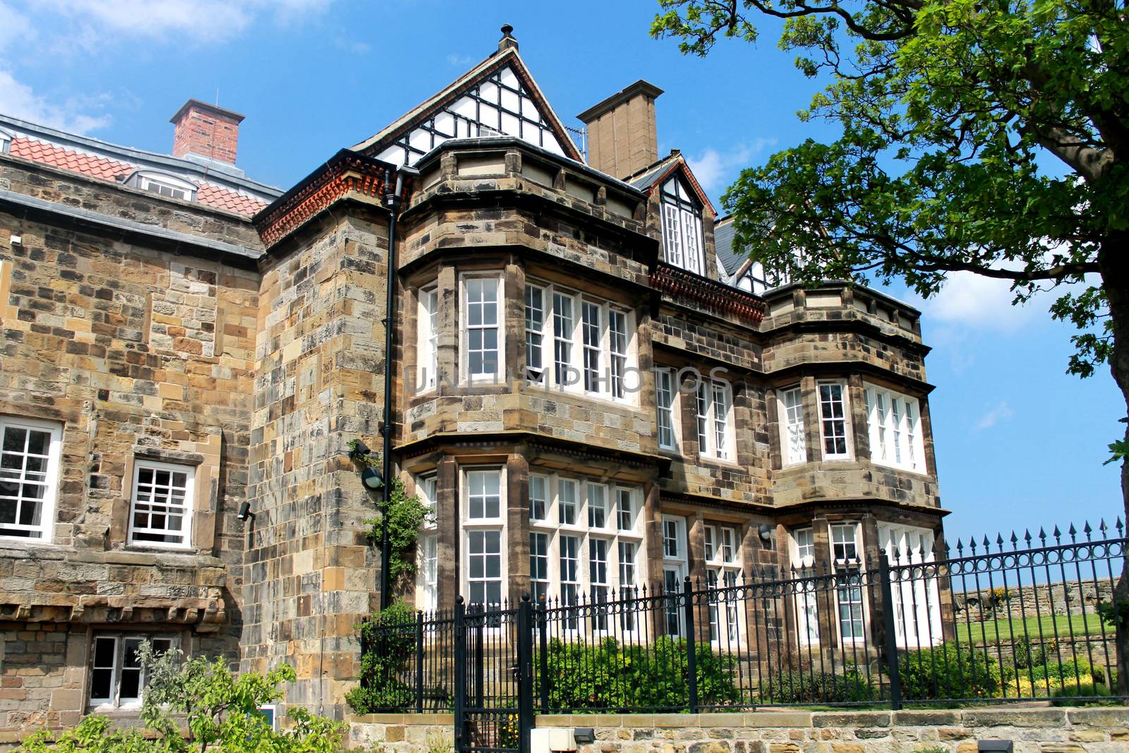 Exterior of a traditional English manor house.