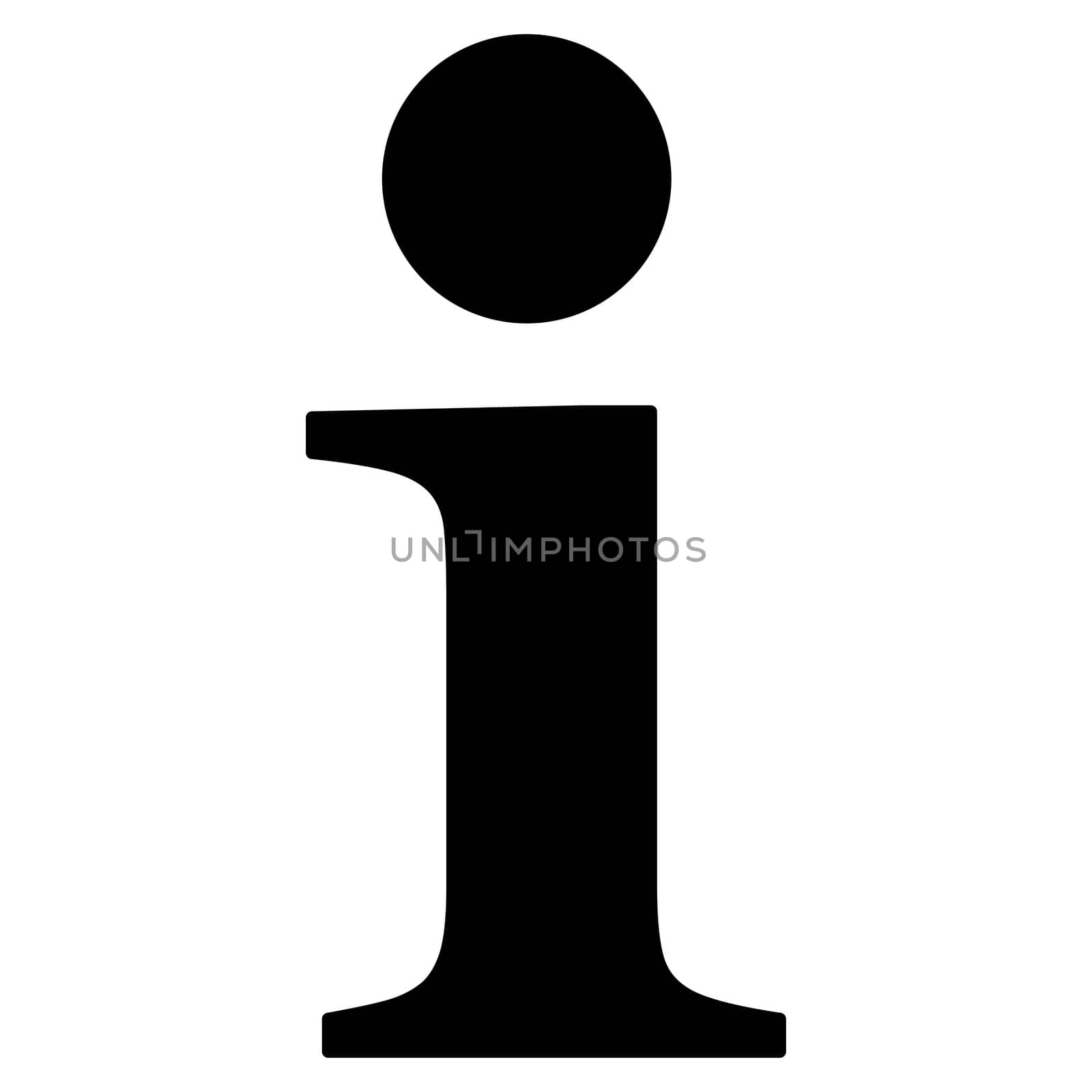 Info icon from Primitive Set. This isolated flat symbol is drawn with black color on a white background, angles are rounded.