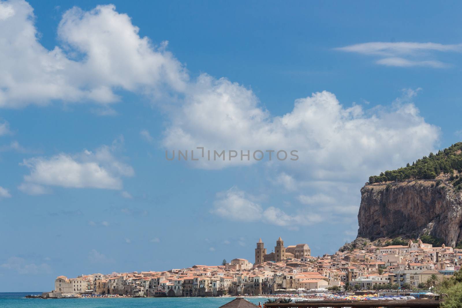 Panorama of the beautiful city of Cefalu, Sicily, Italy, with its famous church.