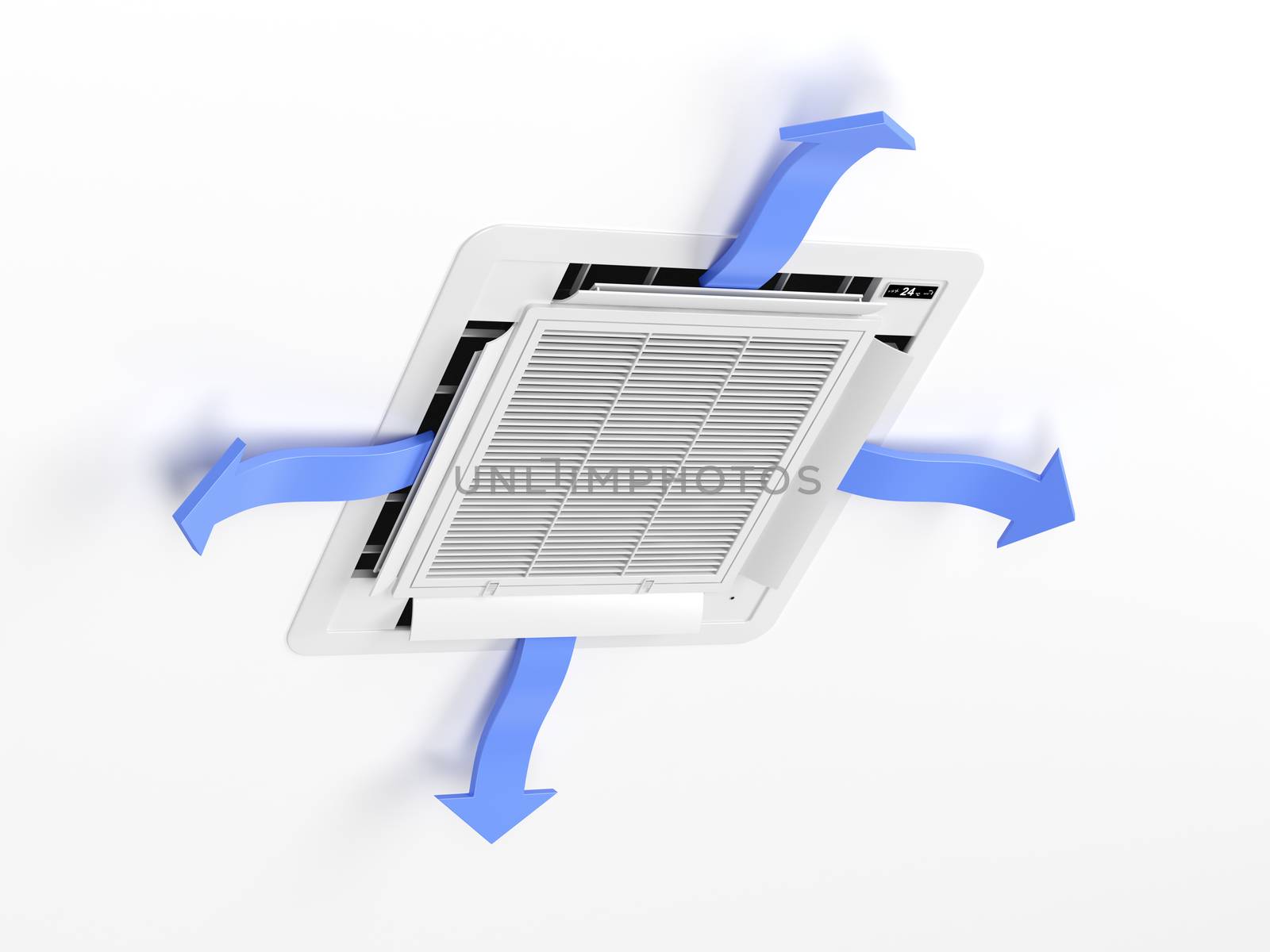 Cassette type air conditioner blowing cold air