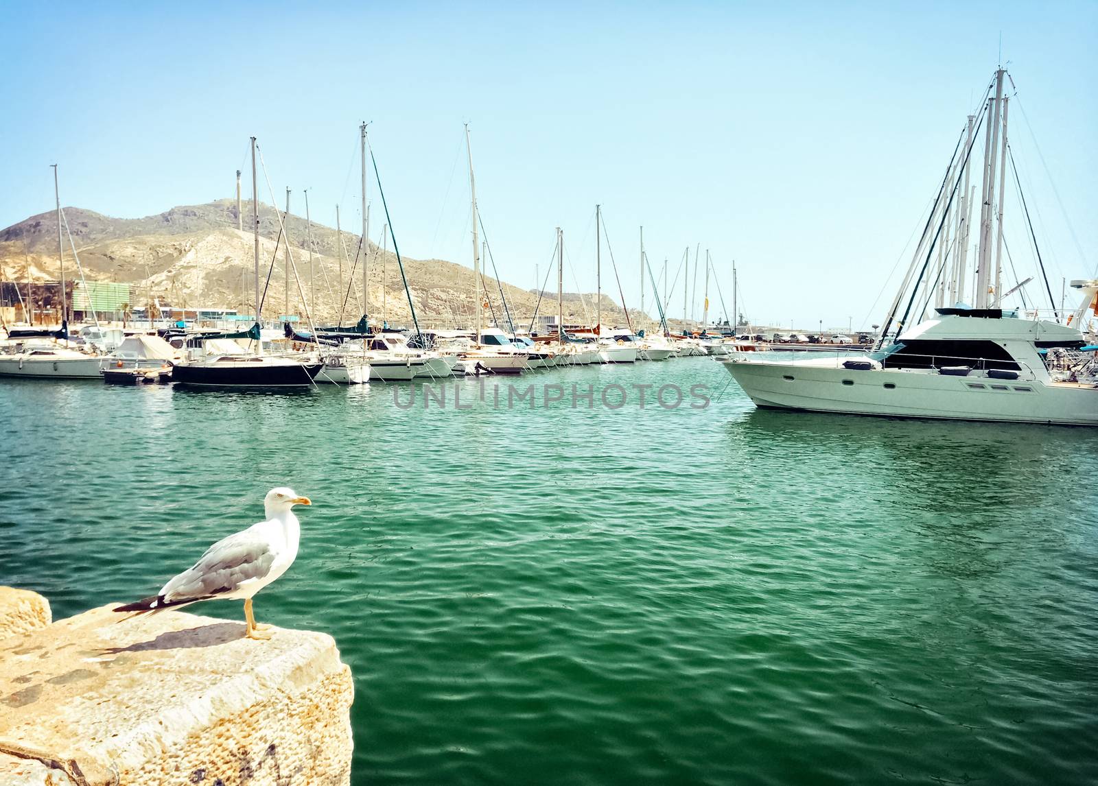 Boats in the old port of Cartagena, Spain.