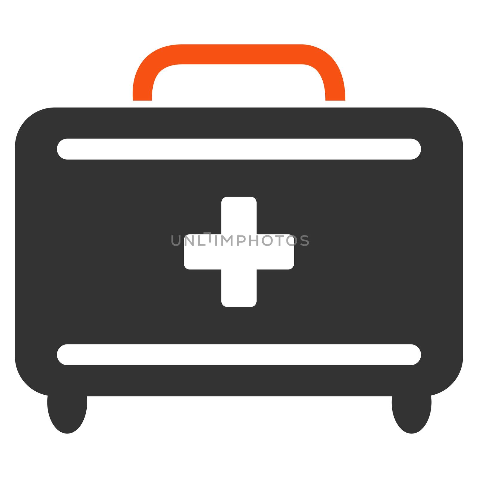 First Aid Toolkit glyph icon. Style is bicolor flat symbol, orange and gray colors, rounded angles, white background.