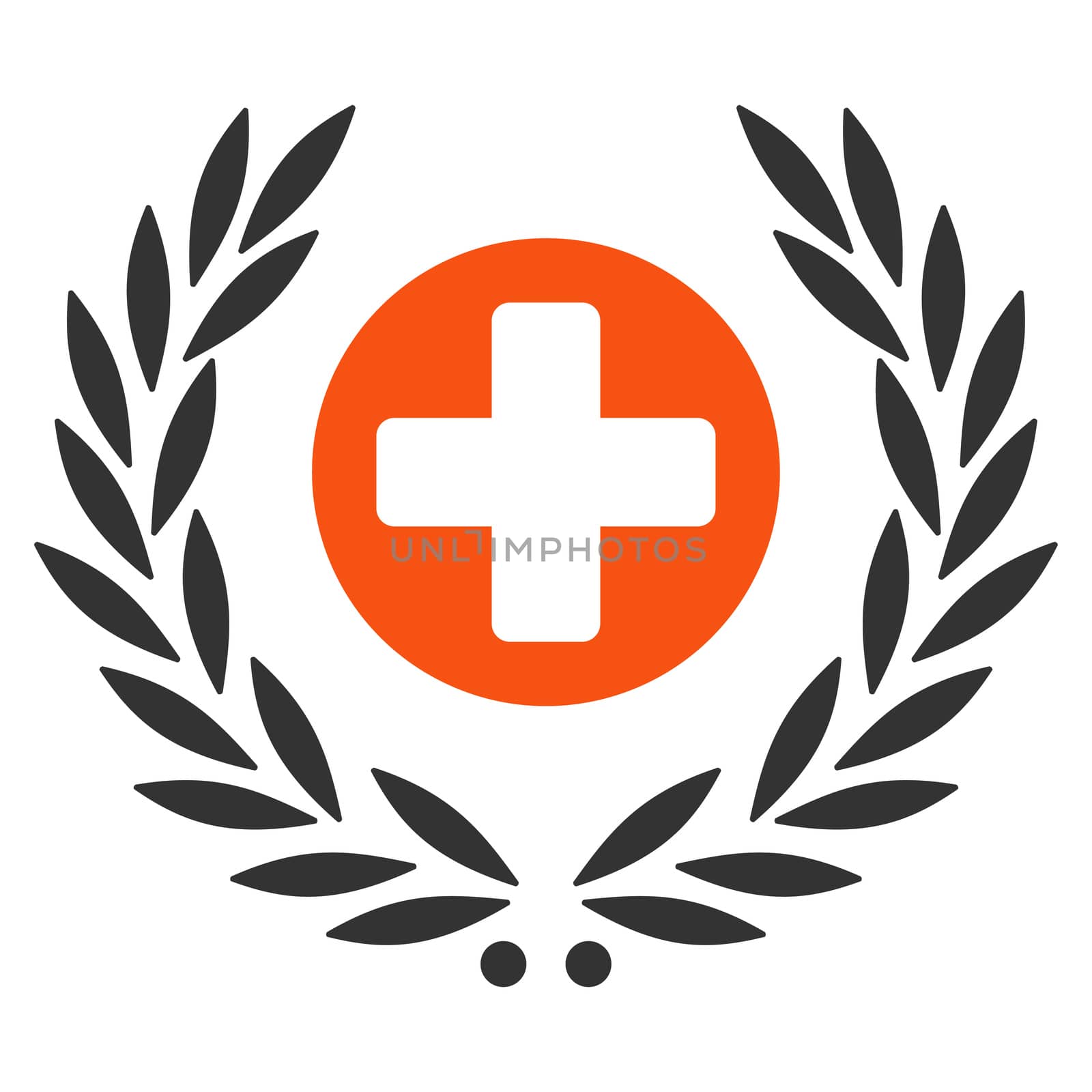 Health Care Embleme glyph icon. Style is bicolor flat symbol, orange and gray colors, rounded angles, white background.
