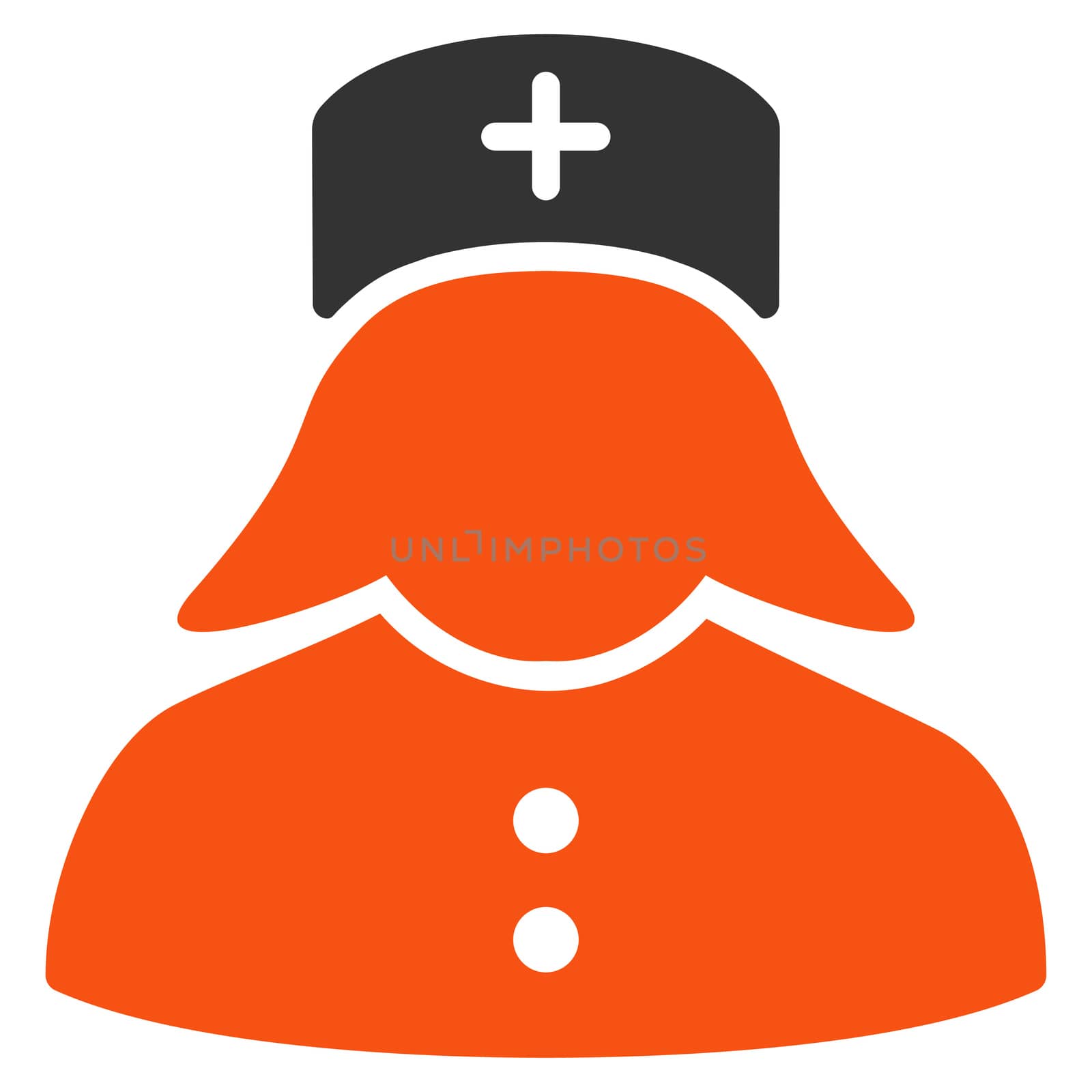Nurse glyph icon. Style is bicolor flat symbol, orange and gray colors, rounded angles, white background.