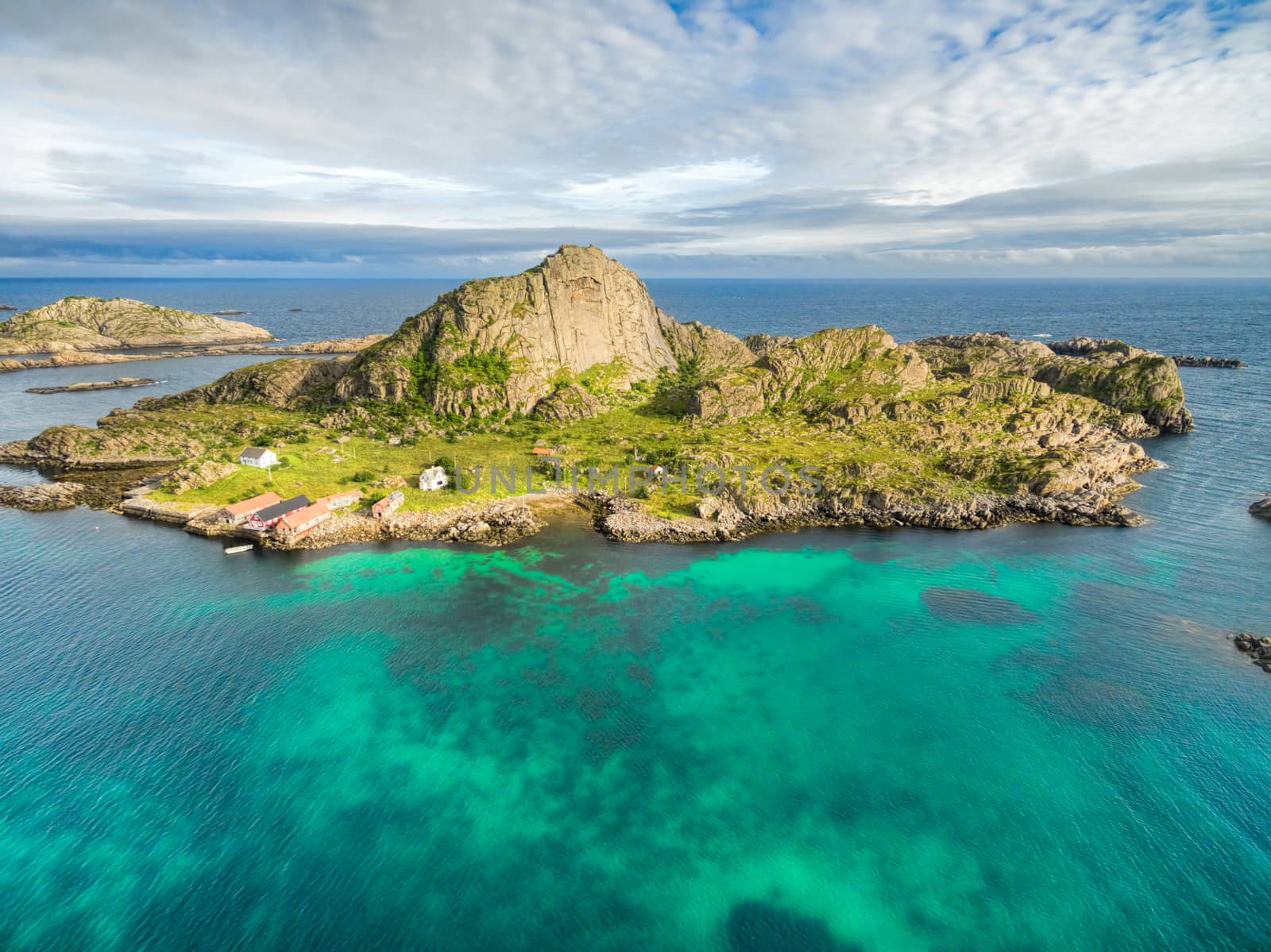 Beautiful small rocky island on Lofoten in Norway