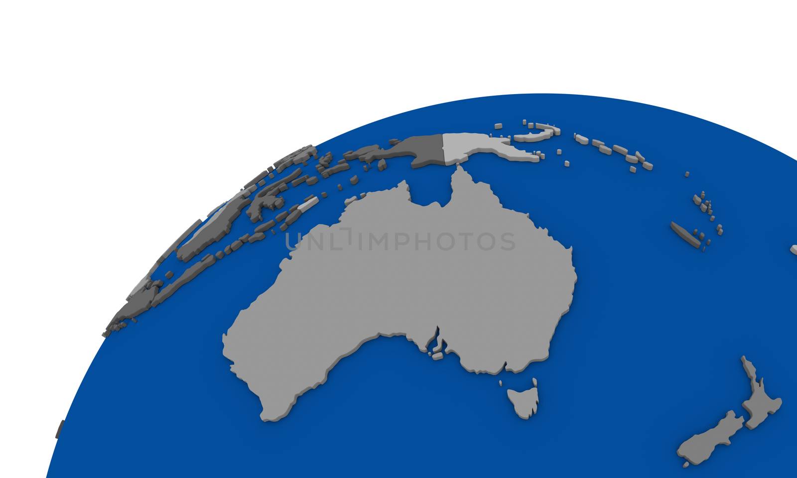 Political map of Australia on globe
