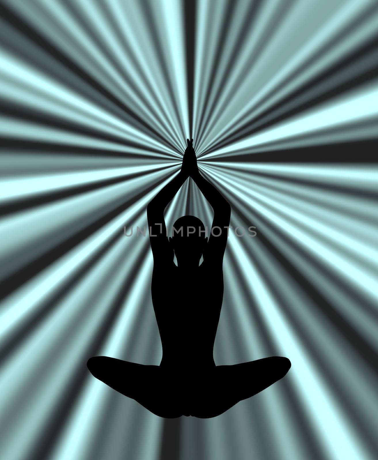Silhouette practicing yoga in abstract background by ankarb