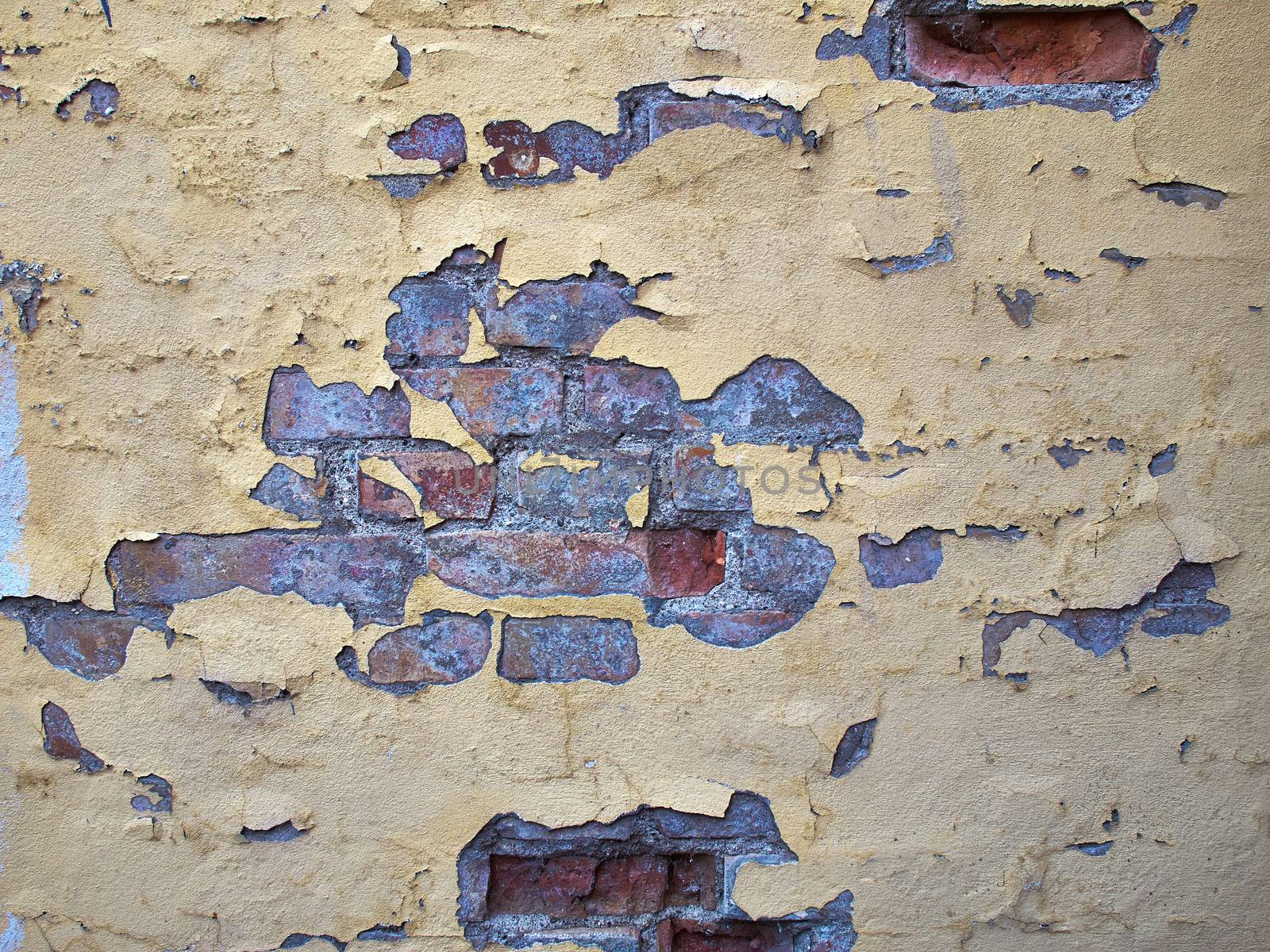 Background image of old broken vintage brick wall stucco