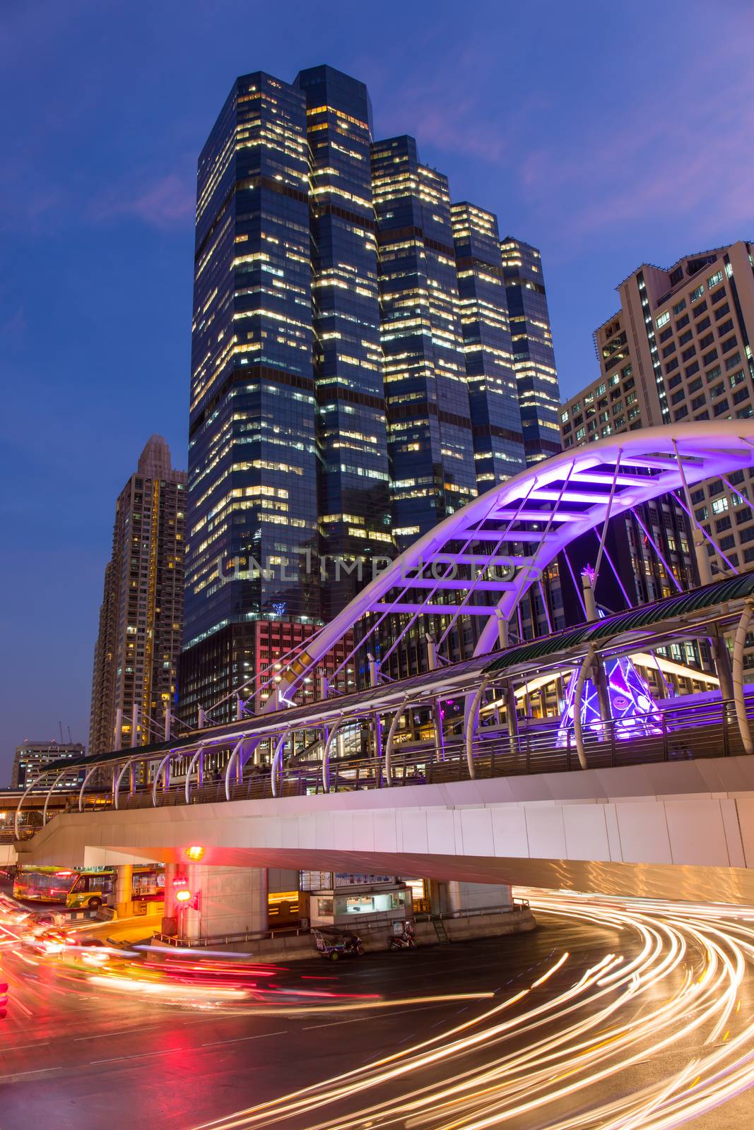 modern building in city background at twilight time