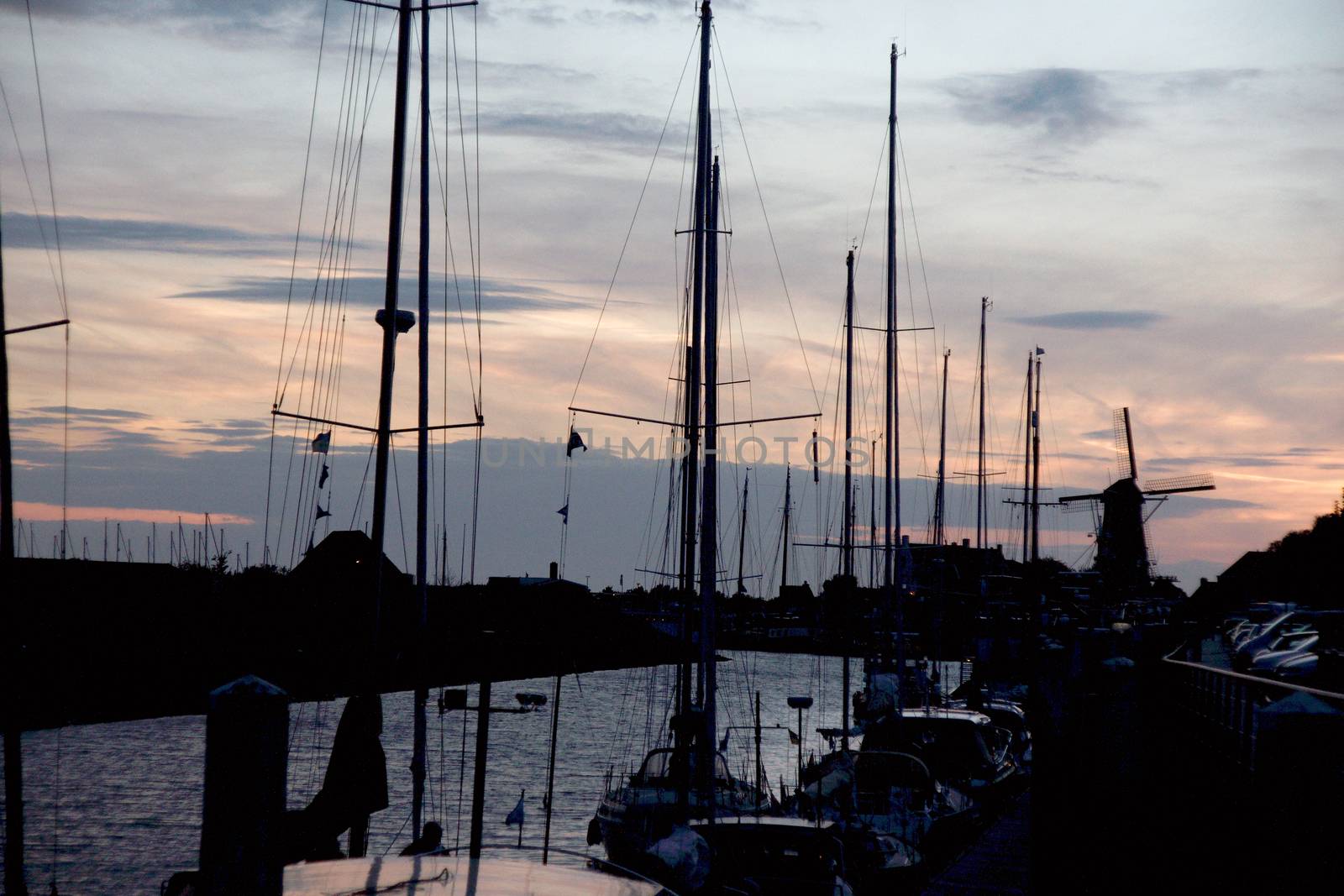 Sky and channel in sunset of Zeeland travel