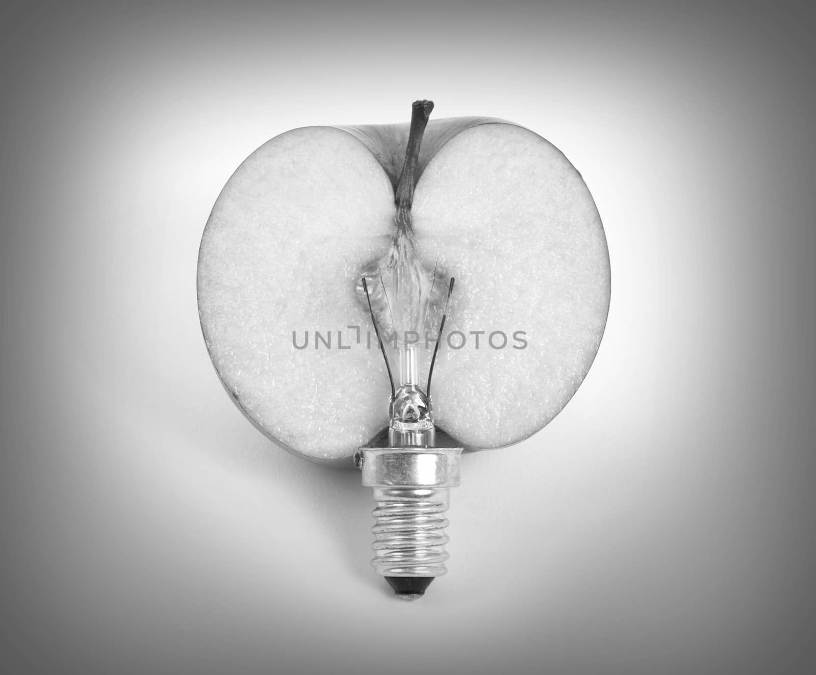 Apple lightbulb, concept of green energy by michaklootwijk