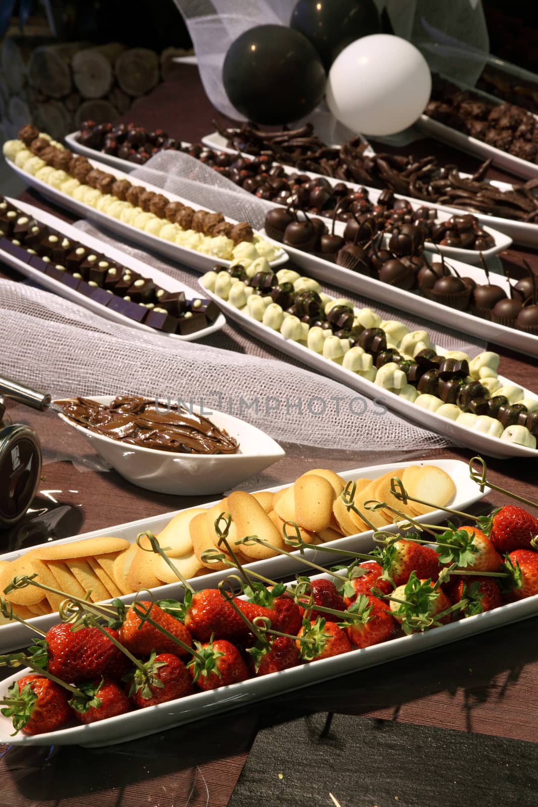 assortment of chocolate pastries on table