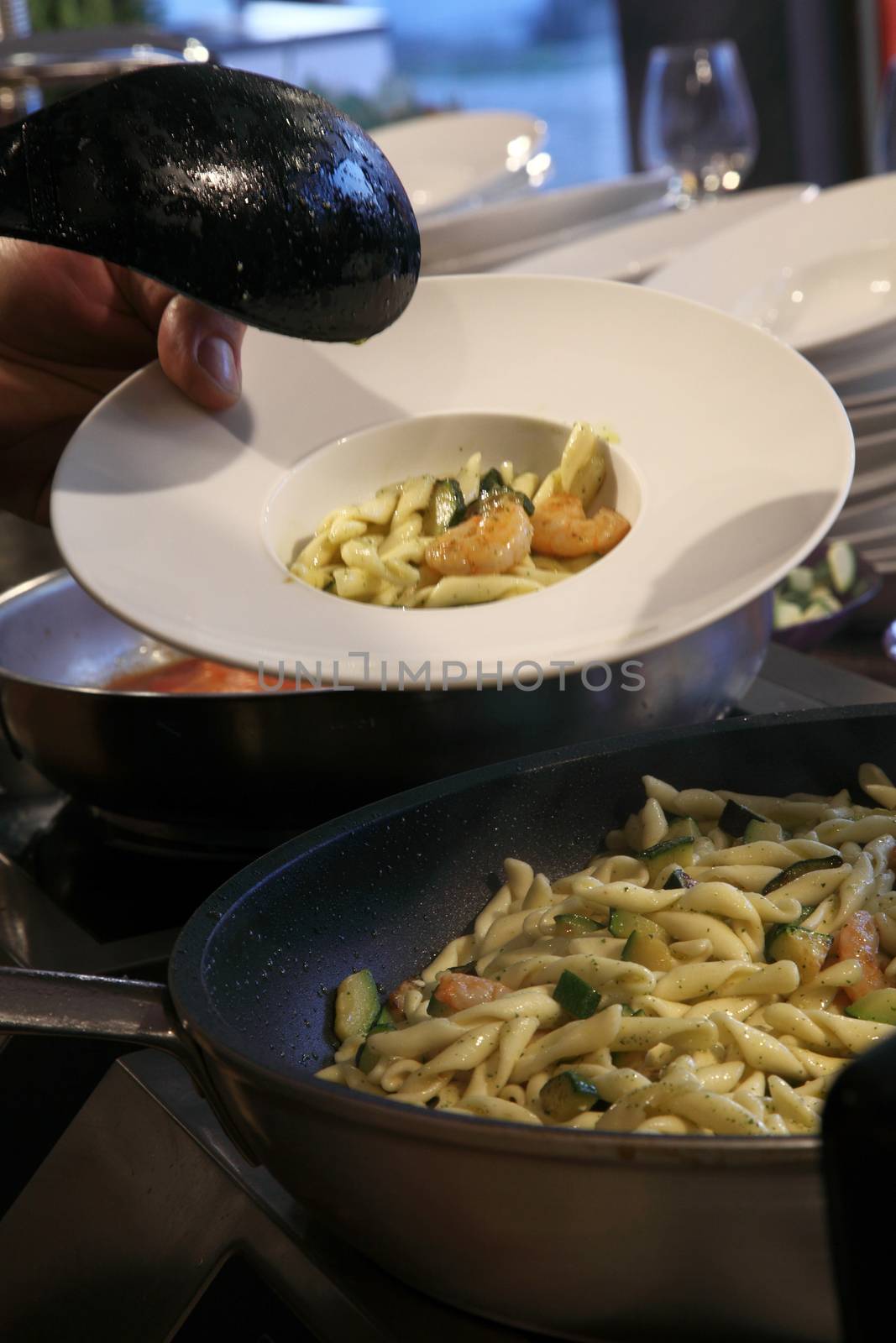 Cook the pasta in the pot pouring