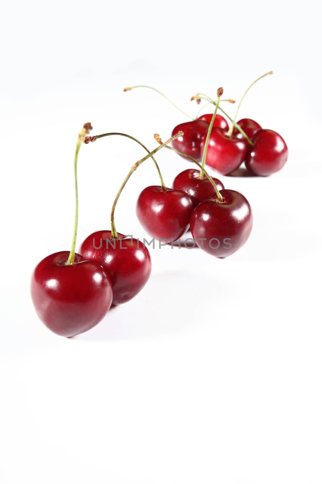 group sweet cherry isolated on white background