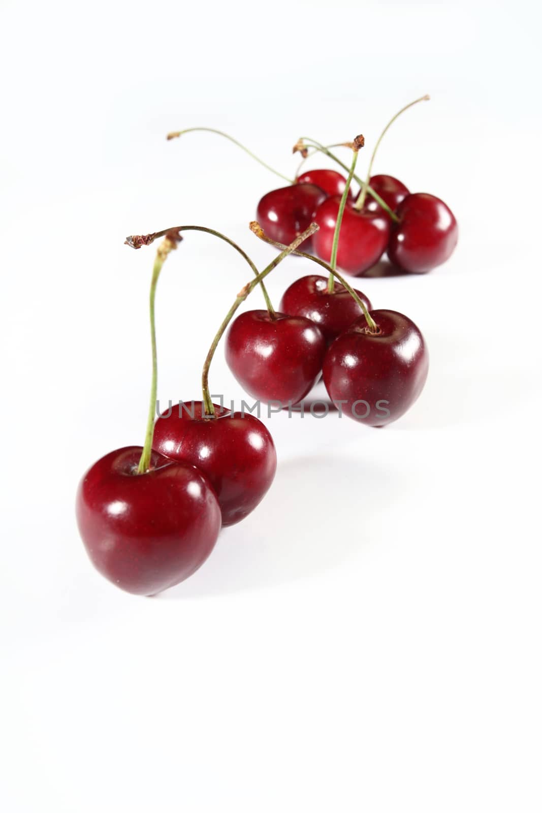 group sweet cherry isolated on white background