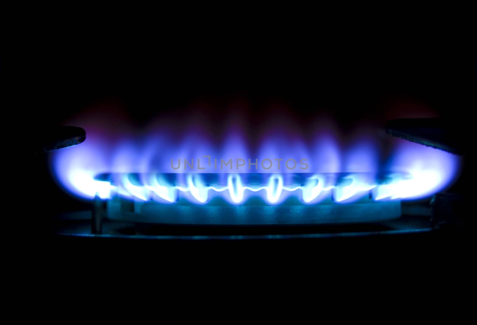 Gas flame. Picture of gas flame in darkness.
