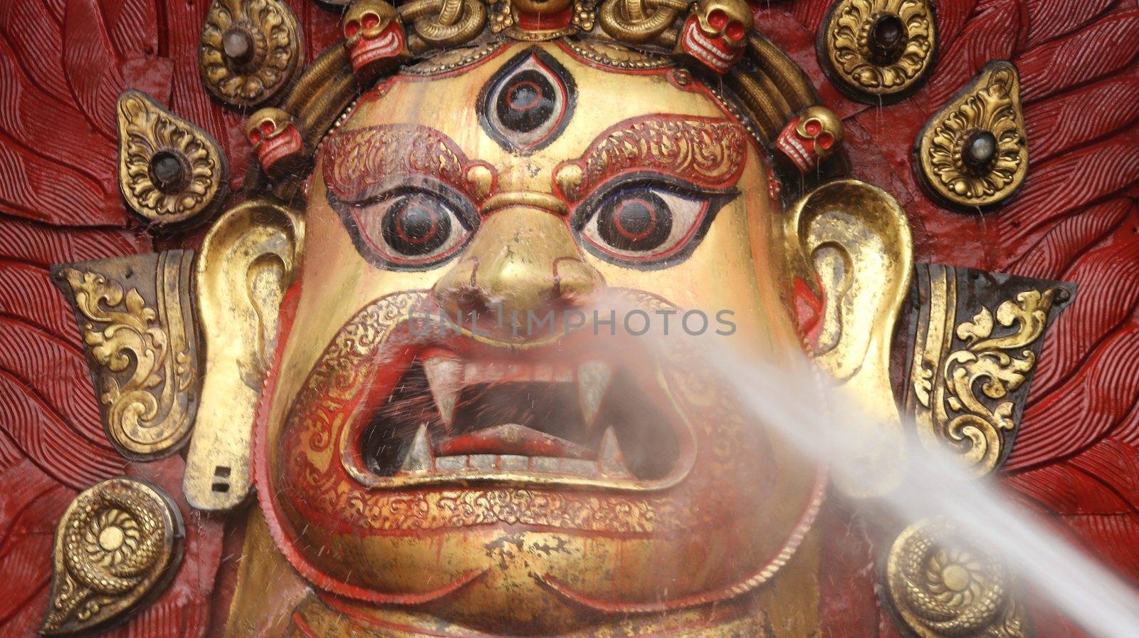 NEPAL, Kathmandu:  	The erection of a wooden Indradhoj pole in Hanumandhoka�Durbar Square on September 25, 2015 marked the beginning of Indrajatra festival in Kathmandu, Nepal.  	Indrajatra is an eight day festival with a chariot procession dedicated to Goddess Kumari, Lord Ganesh and Bhairav, as well as worshiping Indra, the king of gods. 