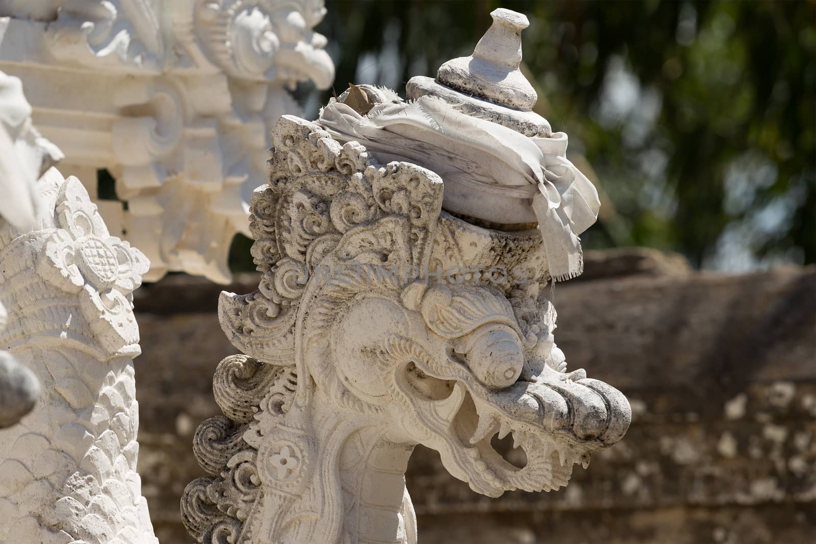 Statue detail hindu temples at Pura Sahab, Nusa Penida, Bali, Indonesia