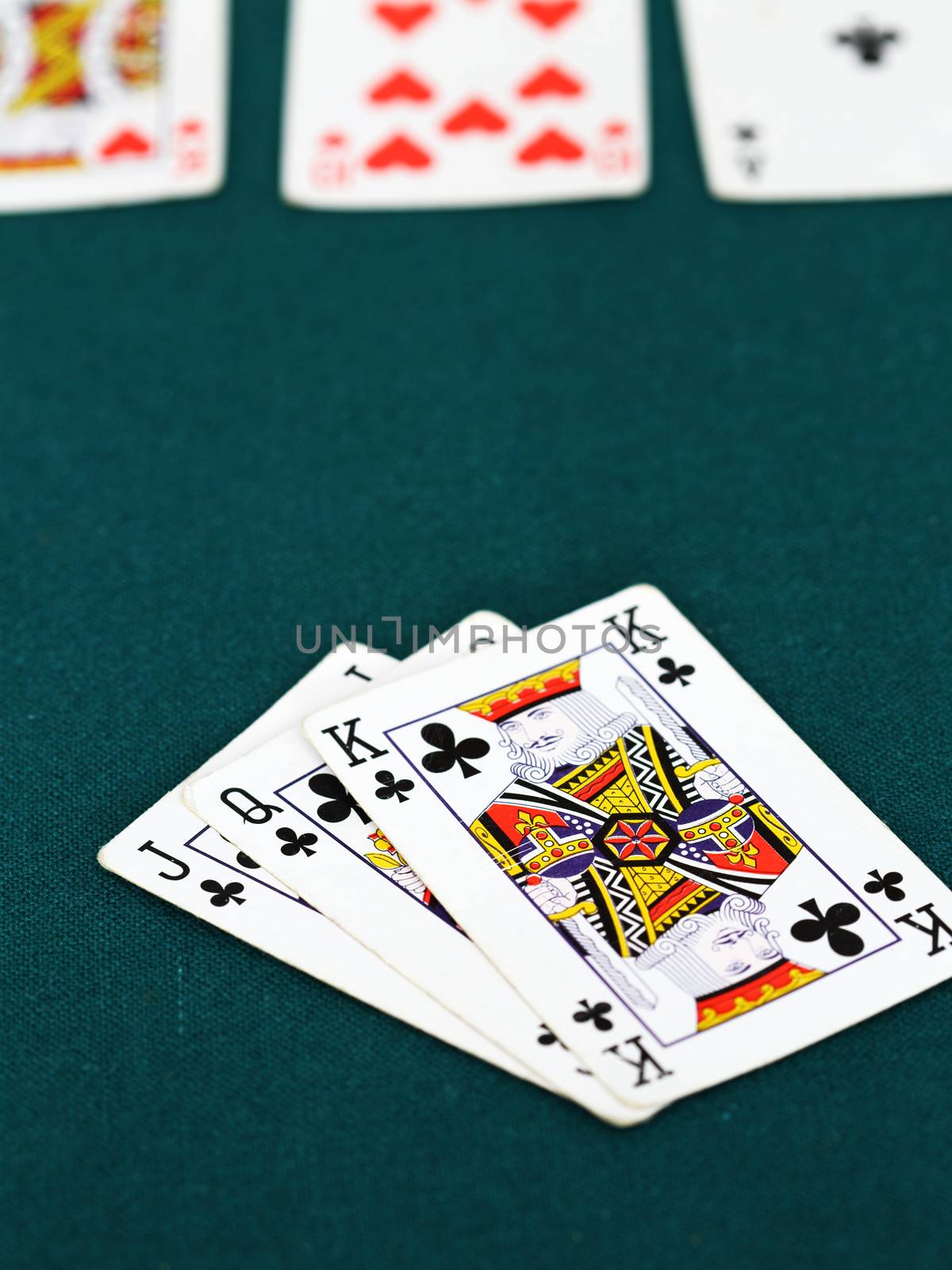 Playing poker concept. Playing cards close up, shallow dof