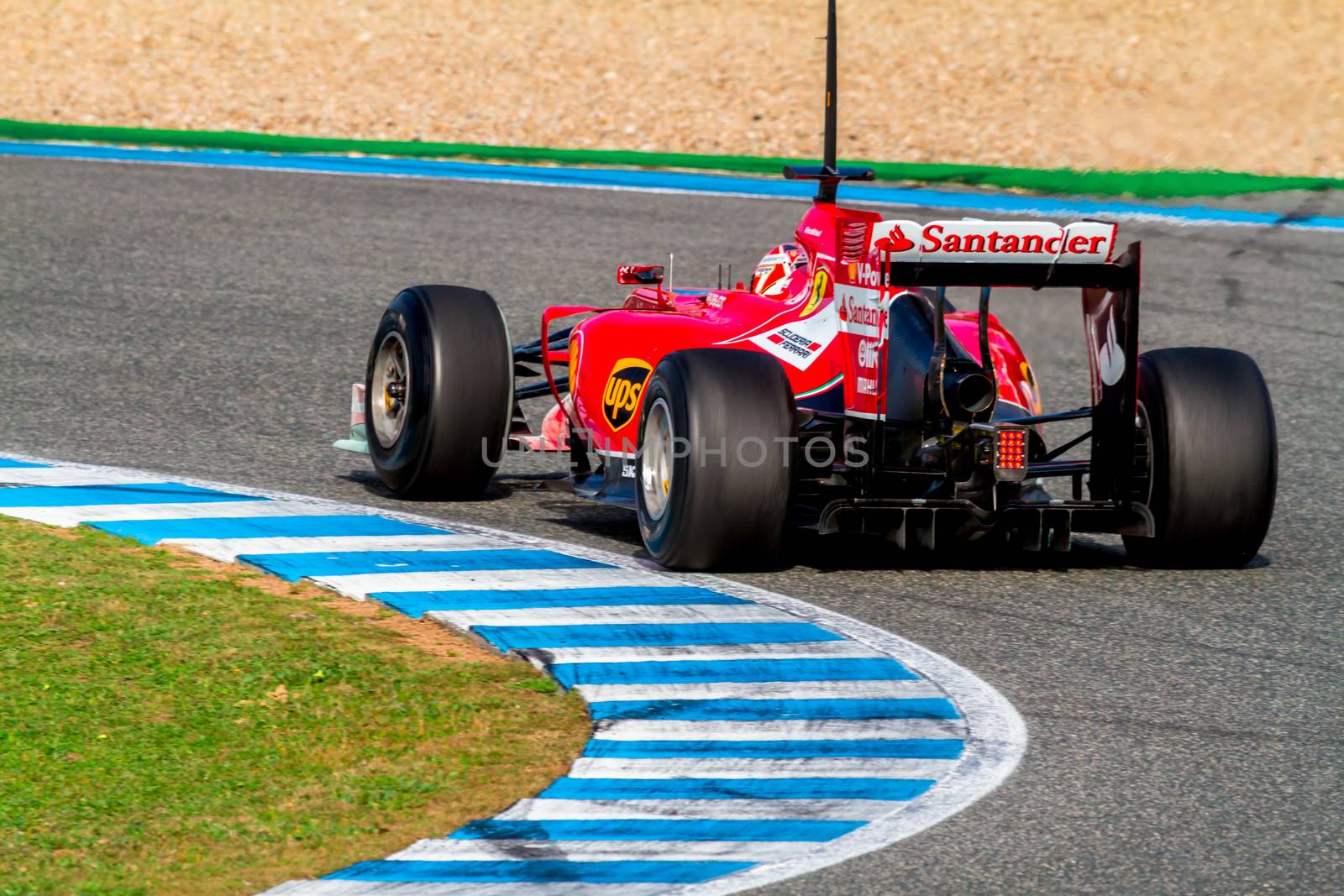 JEREZ DE LA FRONTERA, SPAIN - JAN 28: Kimi Raikkonen of Scuderia Ferrari F1 races on training session on January 28 , 2014, in Jerez de la Frontera , Spain