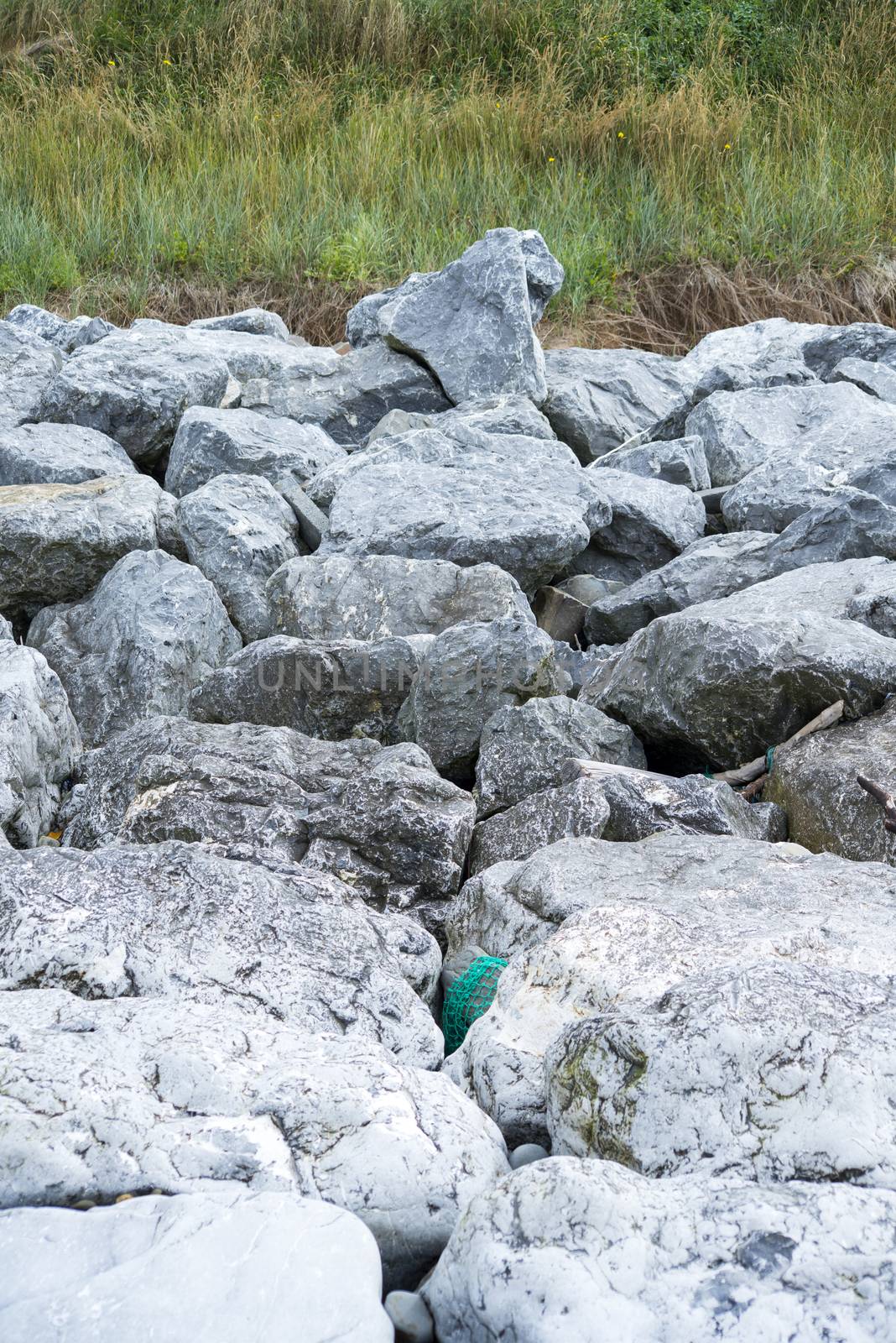 boulders protecting the ballybunion golf course from the coastal erosion