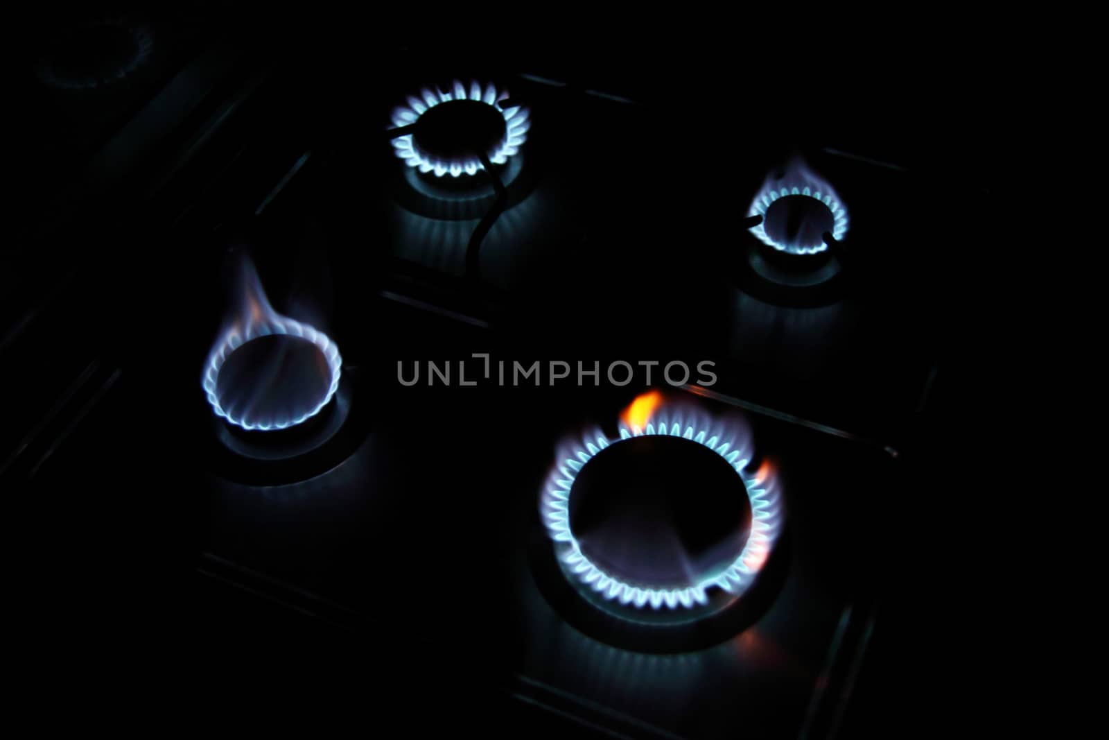 four flame a gas stovel in home cooking