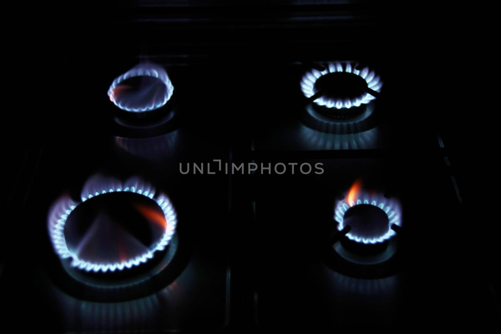 four flame a gas stovel in home cooking