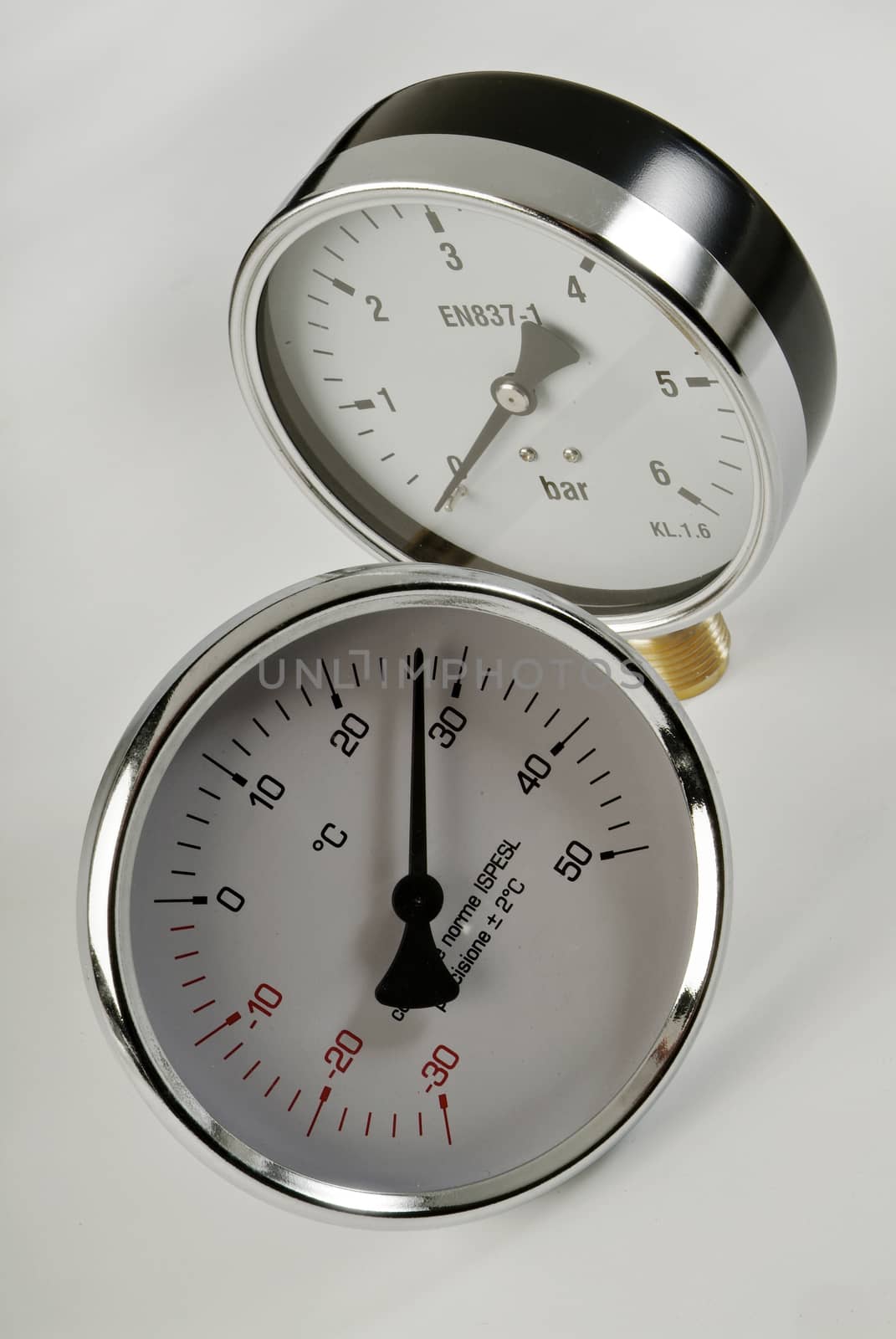 industrial thermometer and barometer by diecidodici