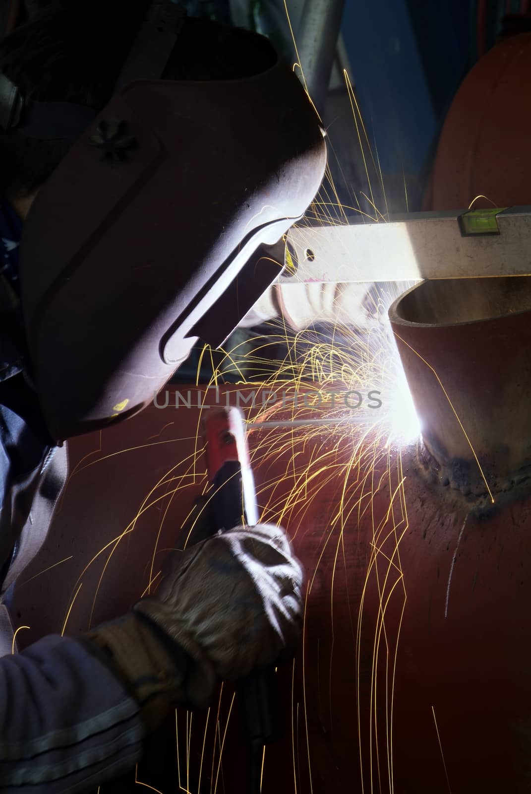 man at work welding action