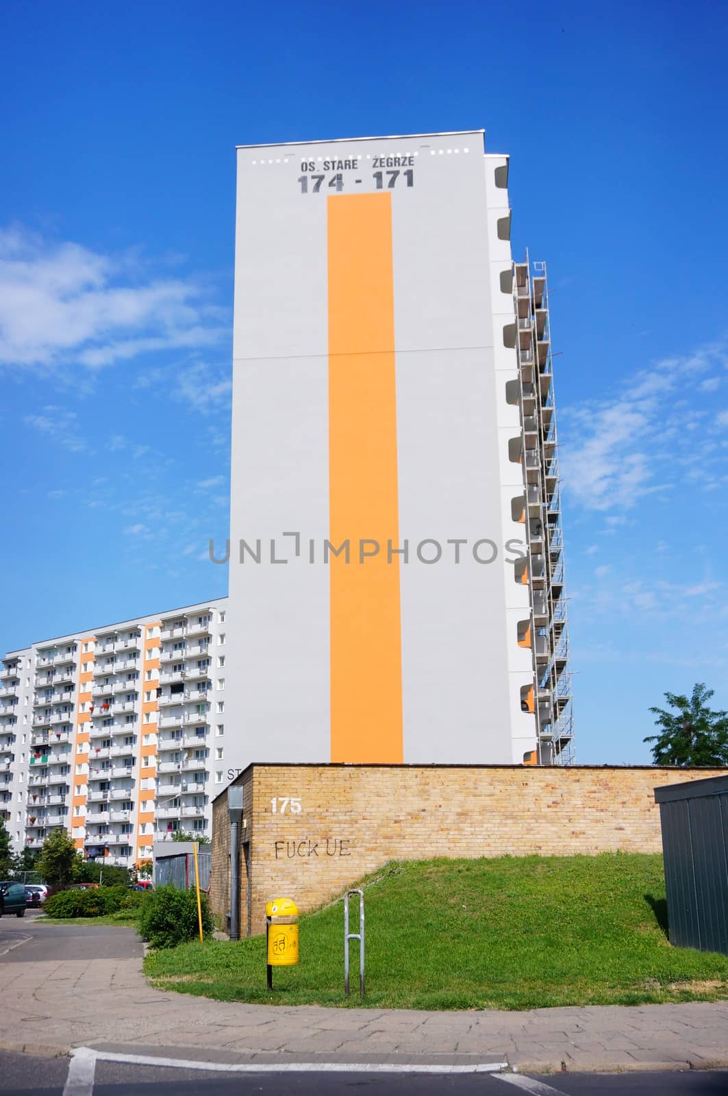 POZNAN, POLAND - AUGUST 08, 2015: High apartment block at the Stare Zegrze area