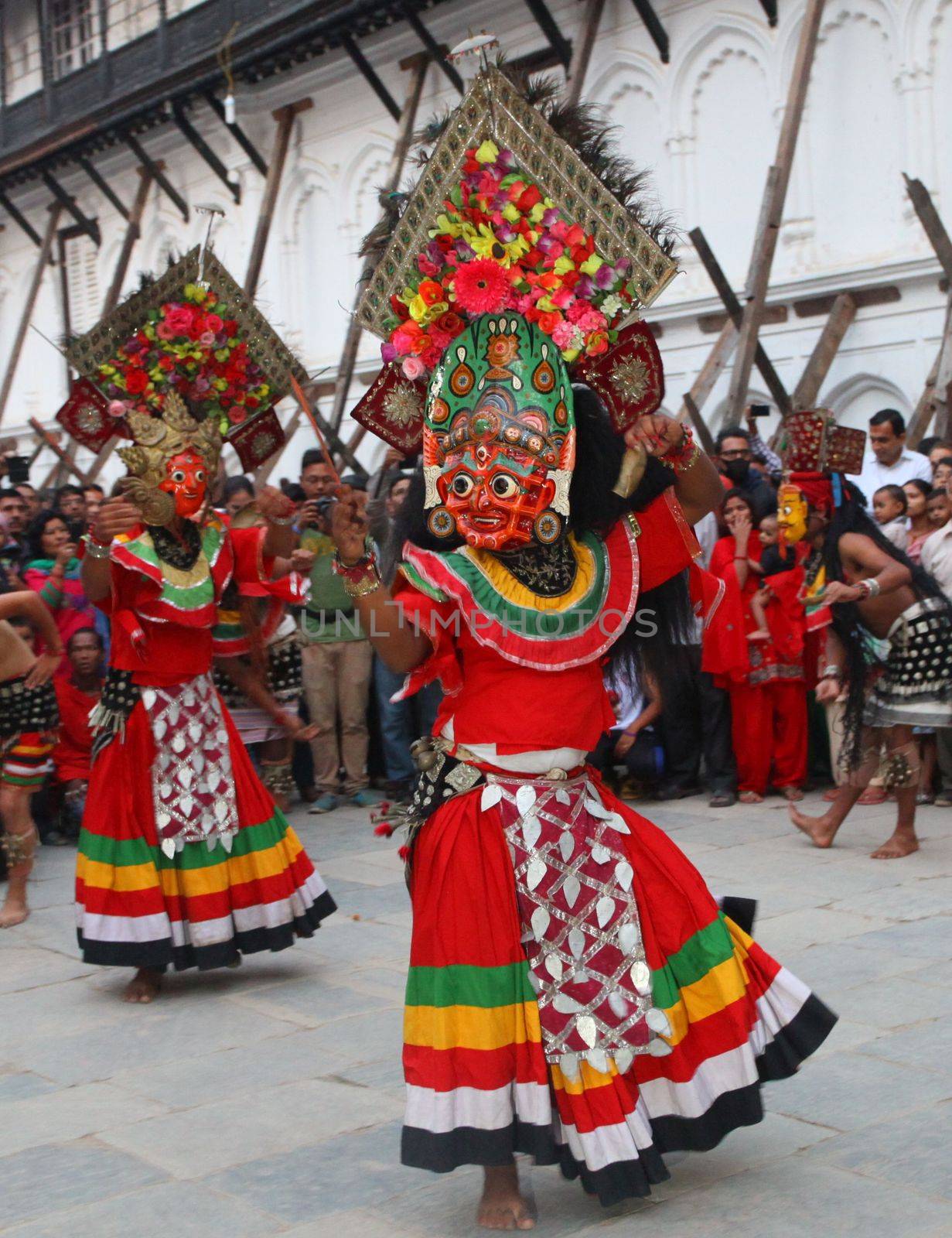 Nepal, Kathmandu: Dancers perform at the Indra Jatra celebration in Kathmandu, Nepal, on September 25, 2015. 