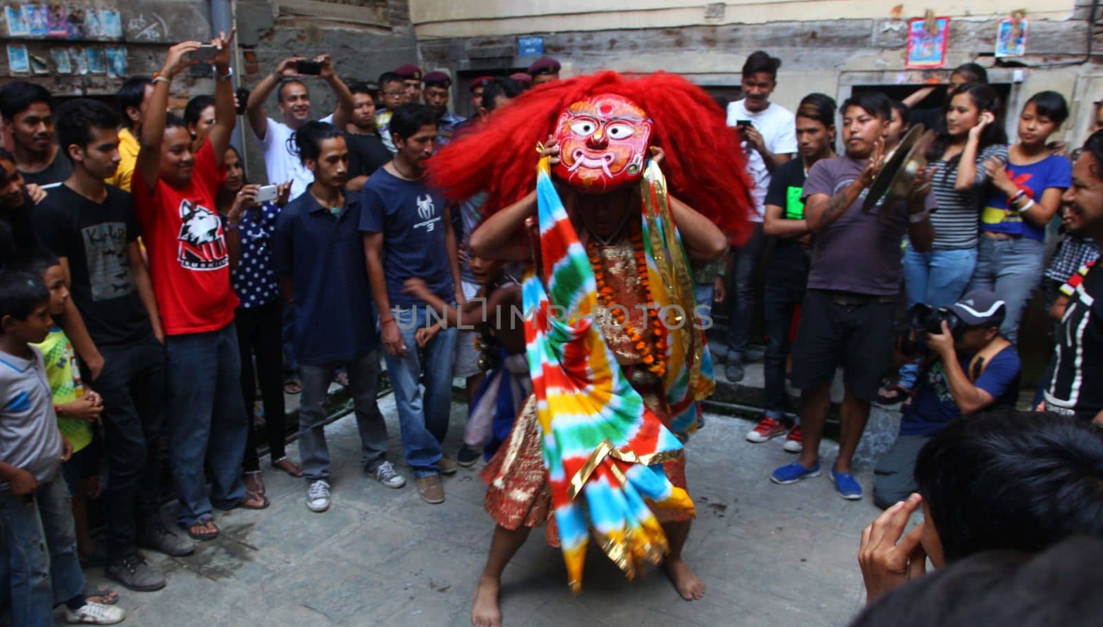 Nepal, Kathmandu: A dancer performs at the Indra Jatra celebration in Kathmandu, Nepal, on September 25, 2015. 