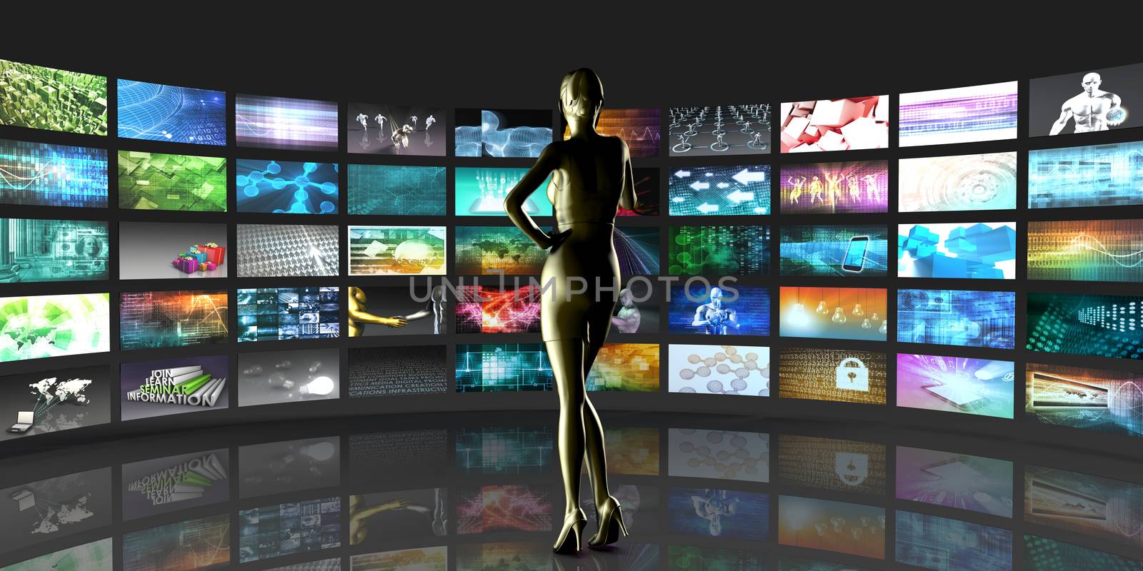 Video Streaming as Technology Concept with Lady Watching