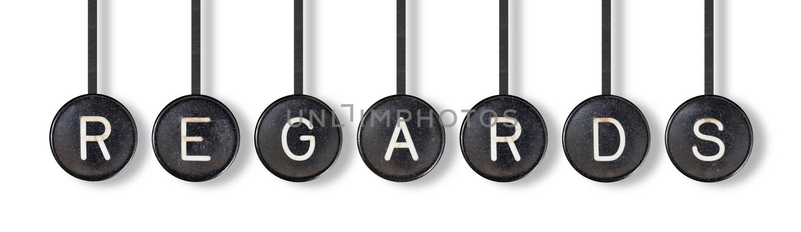 Typewriter buttons, isolated on white background - Regards