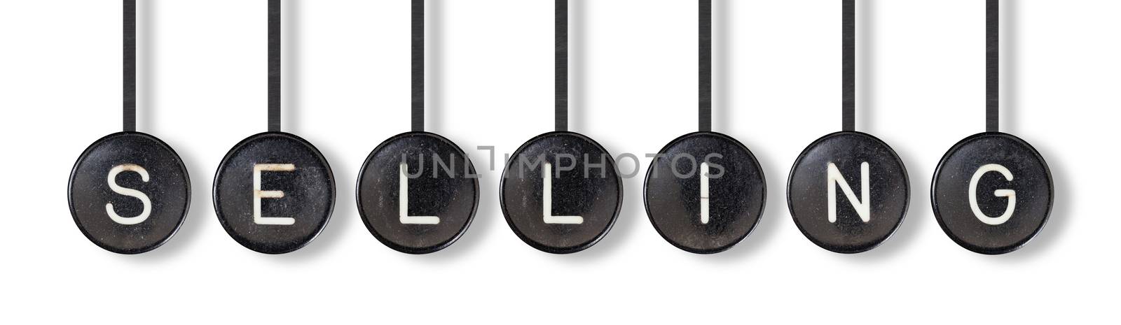 Typewriter buttons, isolated on white background - Selling