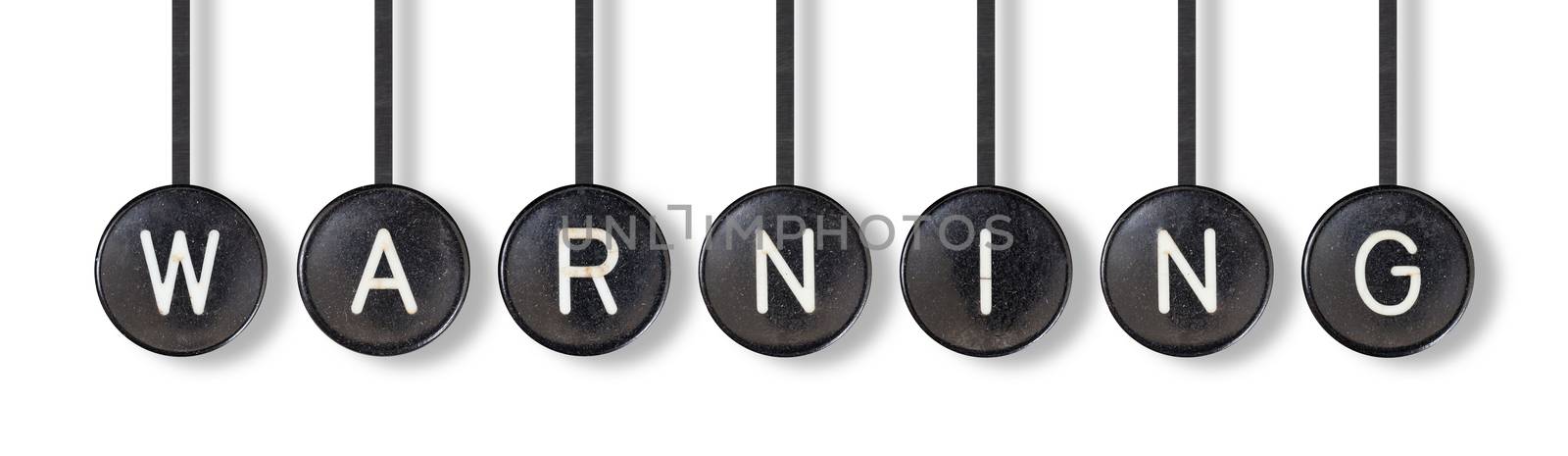 Typewriter buttons, isolated on white background - Warning