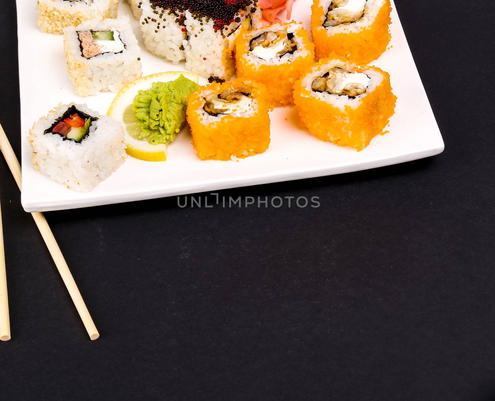 Food. Delicious sushi on the table